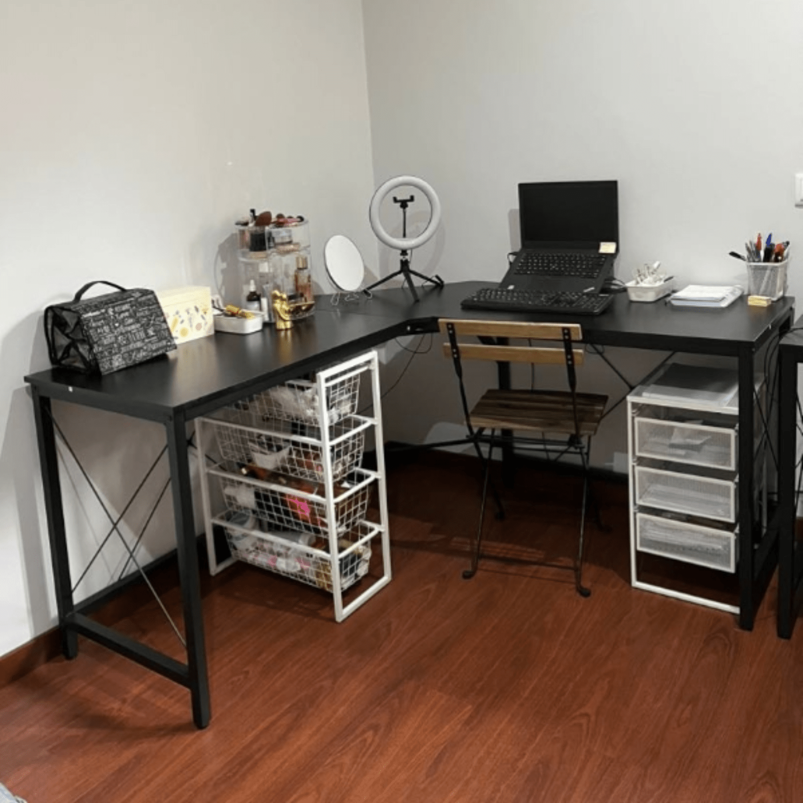 Black Corner L - Shape Desk Home Office Gaming Computer Desk PC Workstation Table - Home and Garden Furniture Shop - rustic - furniture