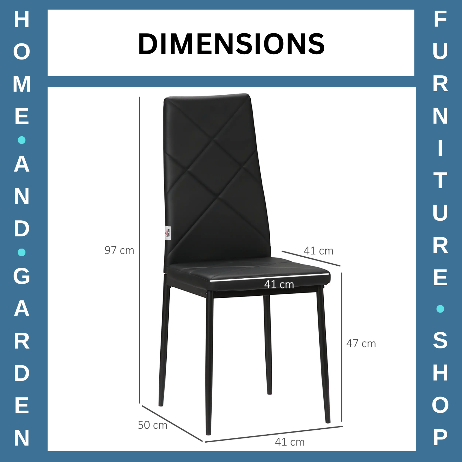 Black Dining Chair Set of 4 With High Back Metal Legs Faux Leather Chairs Dinner - Home and Garden Furniture Shop - rustic - furniture