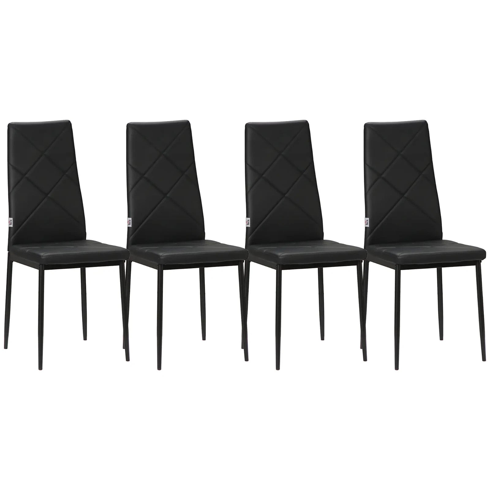 Black Dining Chair Set of 4 With High Back Metal Legs Faux Leather Chairs Dinner - Home and Garden Furniture Shop - rustic - furniture