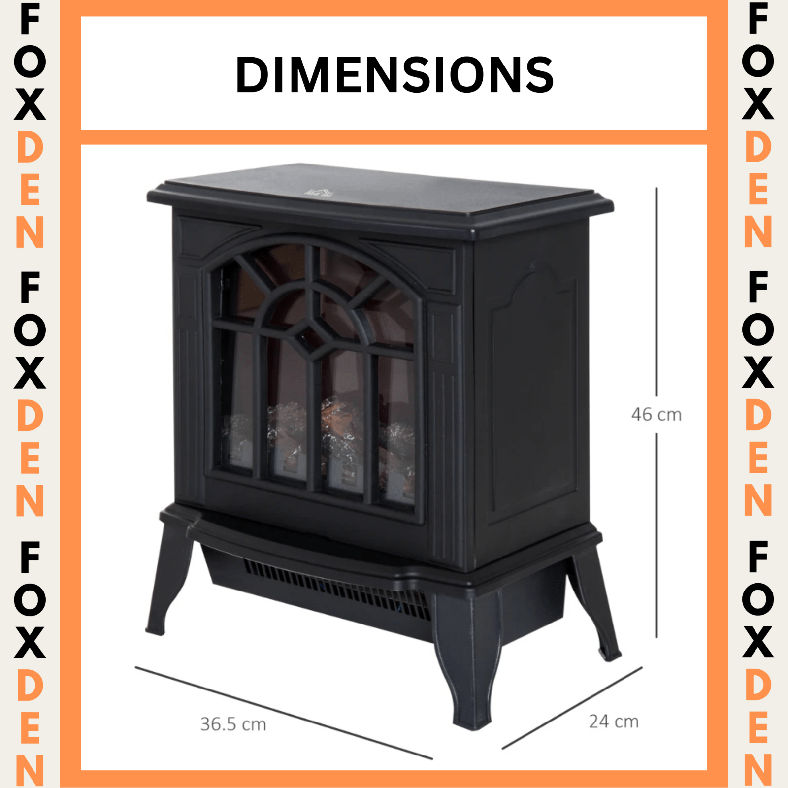 Black Freestanding Electric Stove Heater Fireplace Glass Door LED Flame Effect - Home and Garden Furniture Shop - rustic - furniture