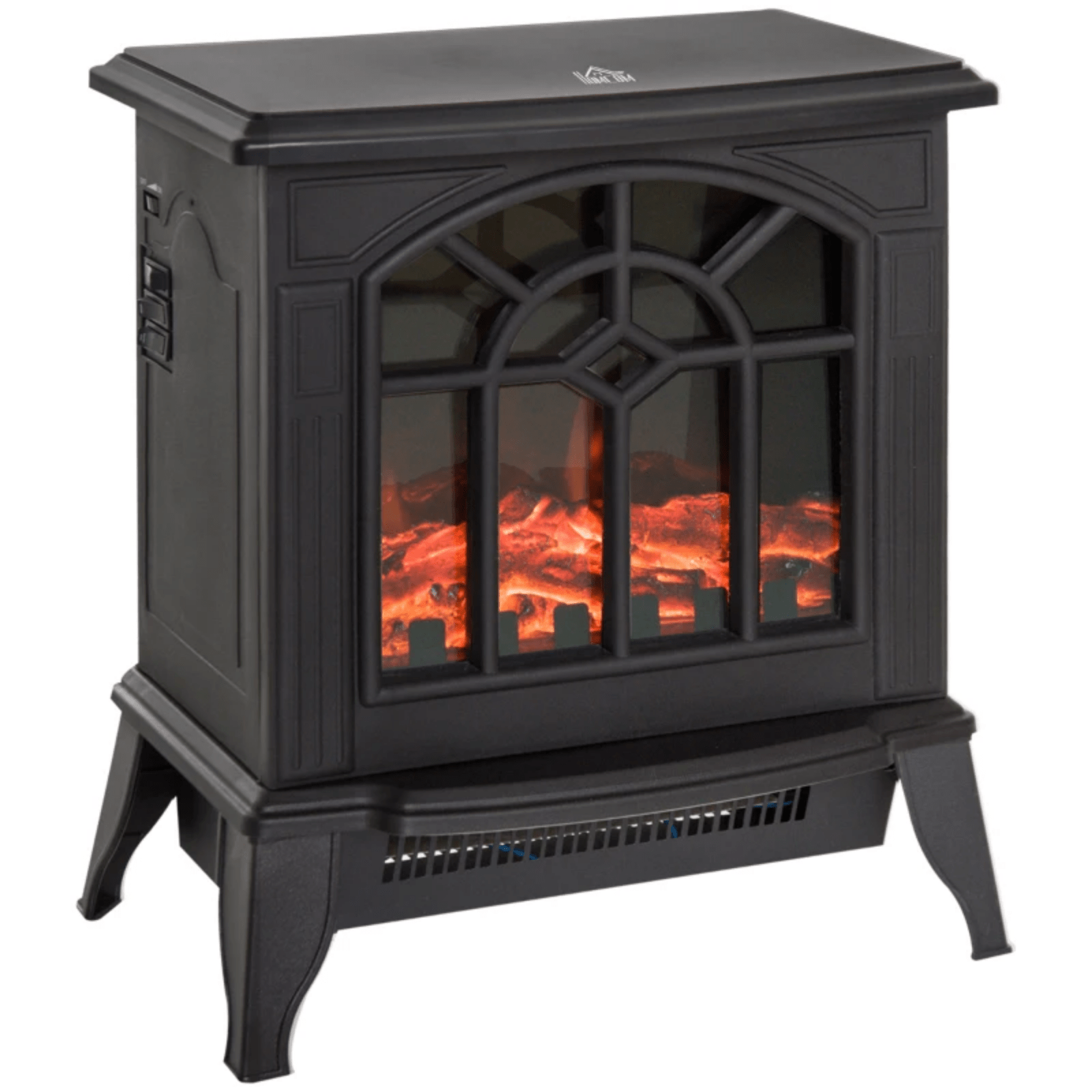 Black Freestanding Electric Stove Heater Fireplace Glass Door LED Flame Effect - Home and Garden Furniture Shop - rustic - furniture