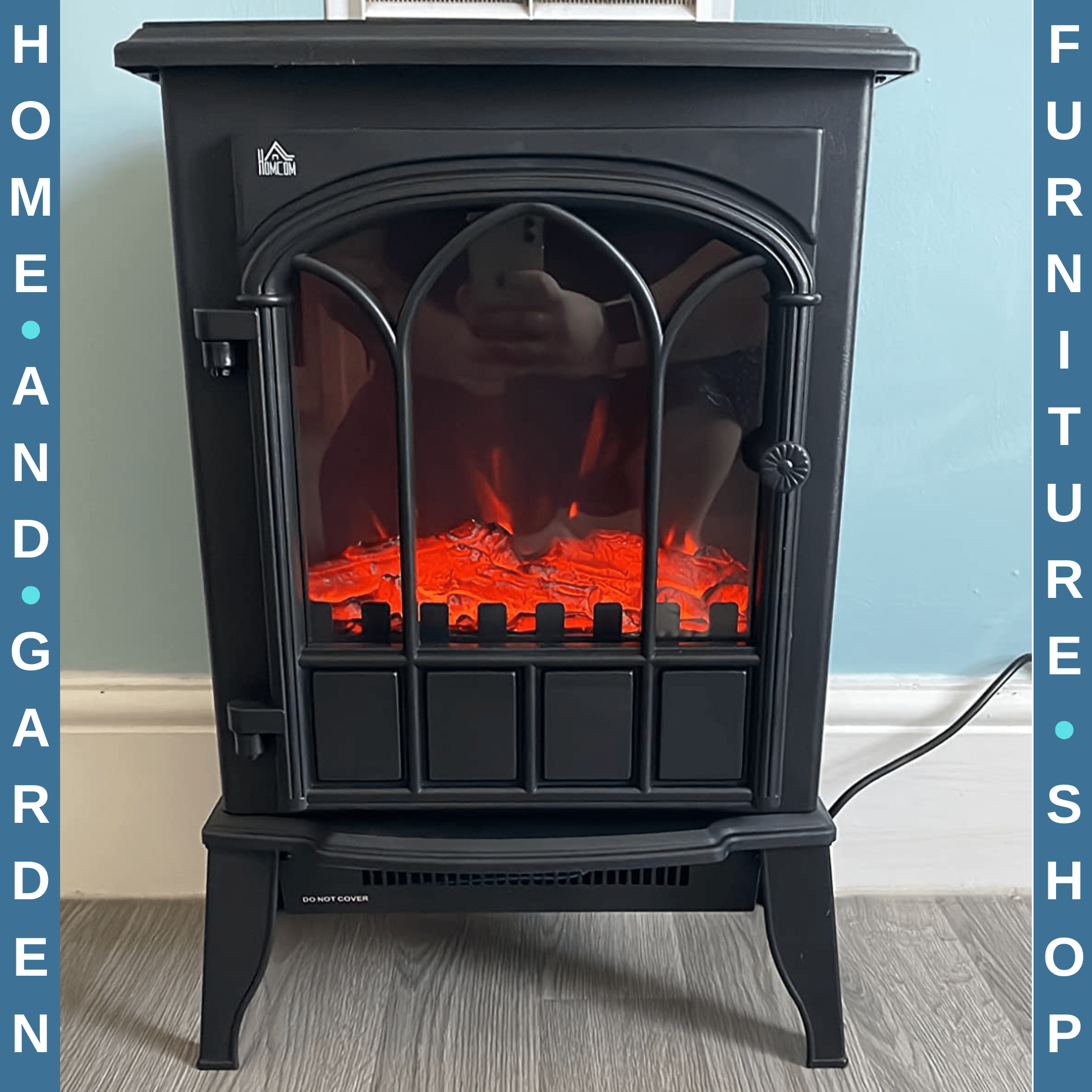 Black Freestanding Electric Stove Heater Glass Door LED Flame Effect Fireplace - Home and Garden Furniture Shop - #rustic - furniture#