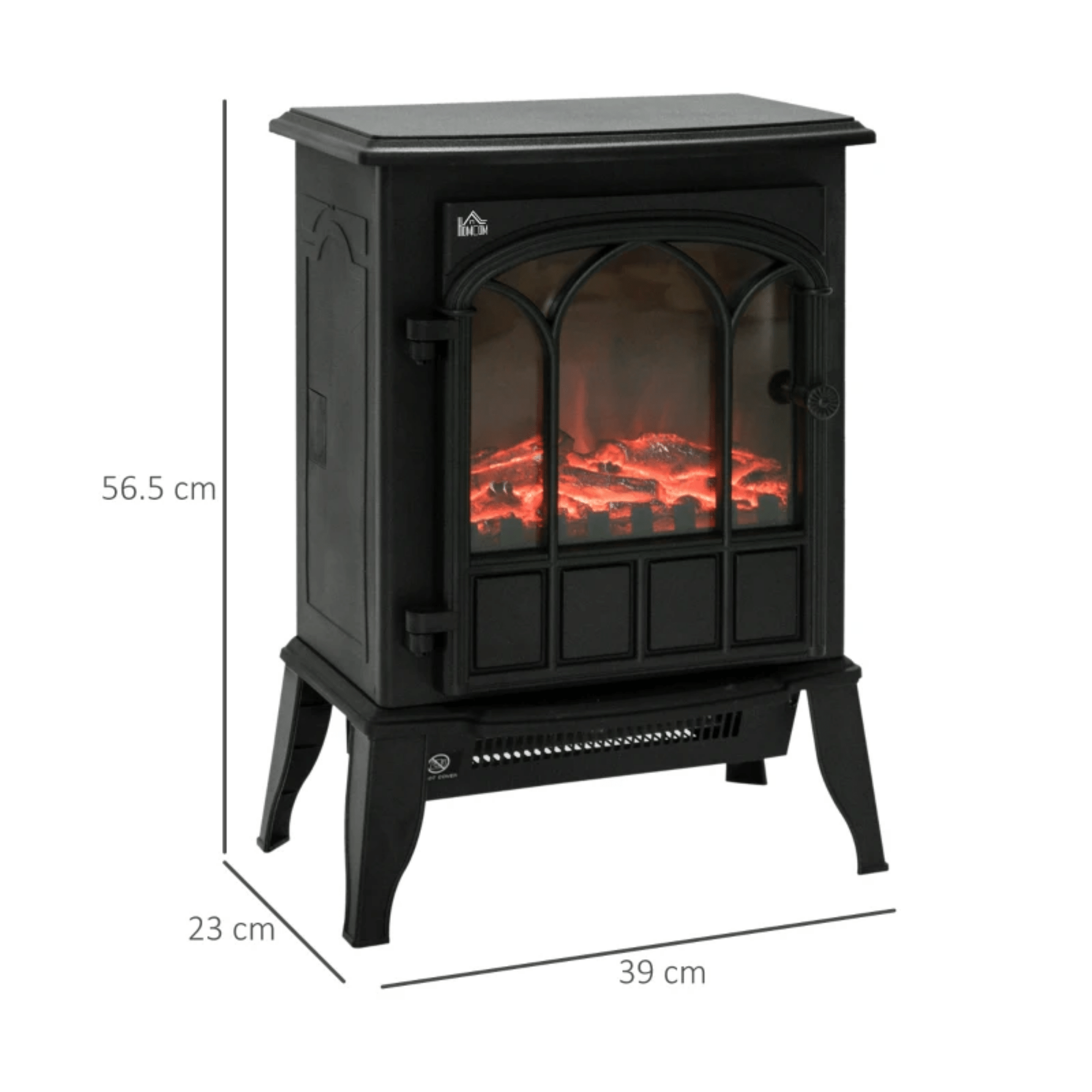 Black Freestanding Electric Stove Heater Glass Door LED Flame Effect Fireplace - Home and Garden Furniture Shop - #rustic - furniture#