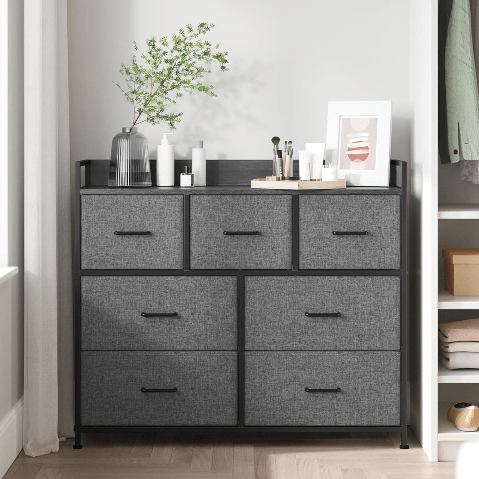 Black Large Chest of Drawers 7 Bedroom Furniture Vintage Dresser Metal Storage - Home and Garden Furniture Shop - rustic - furniture