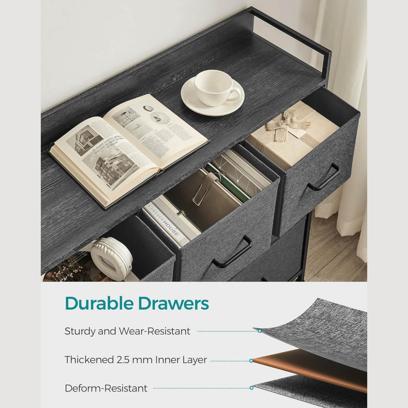 Black Large Chest of Drawers 7 Bedroom Furniture Vintage Dresser Metal Storage - Home and Garden Furniture Shop - rustic - furniture