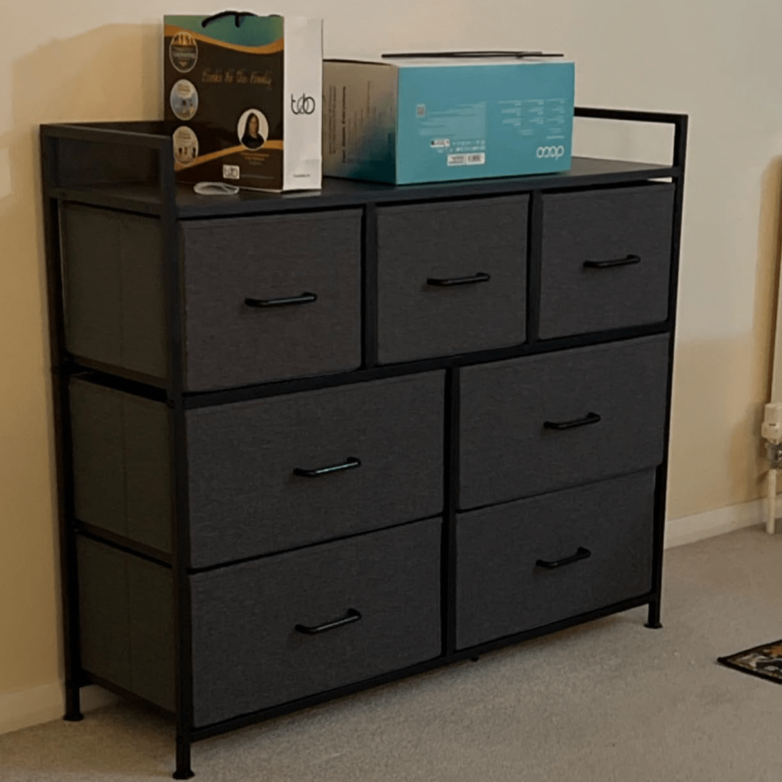 Black Large Chest of Drawers 7 Bedroom Furniture Vintage Dresser Metal Storage - Home and Garden Furniture Shop - rustic - furniture