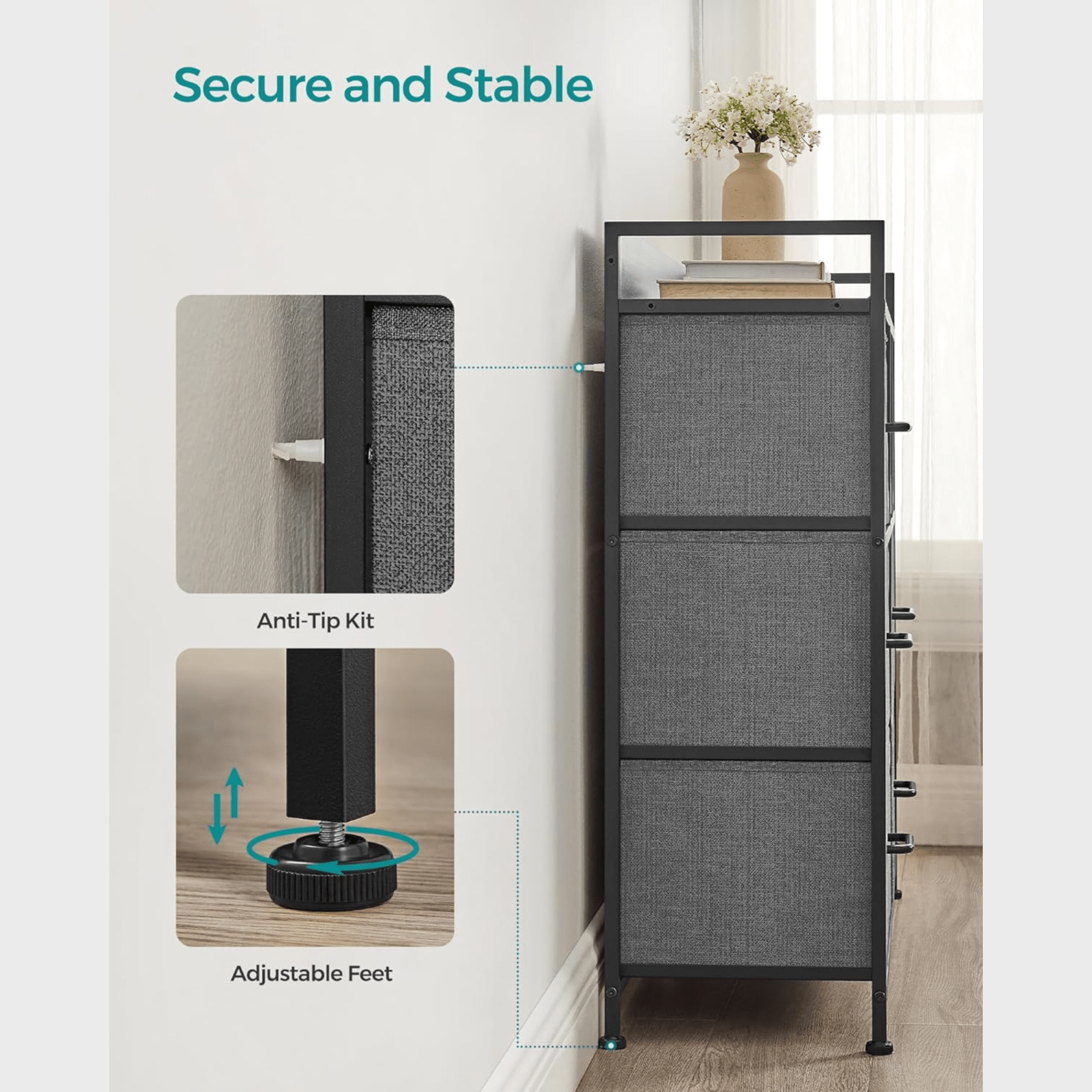 Black Large Chest of Drawers 7 Bedroom Furniture Vintage Dresser Metal Storage - Home and Garden Furniture Shop - rustic - furniture