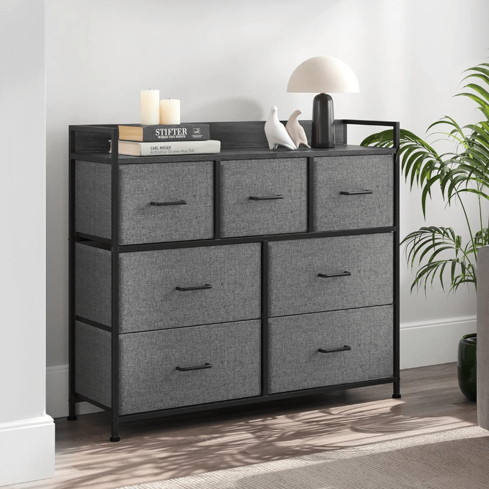 Black Large Chest of Drawers 7 Bedroom Furniture Vintage Dresser Metal Storage - Home and Garden Furniture Shop - rustic - furniture