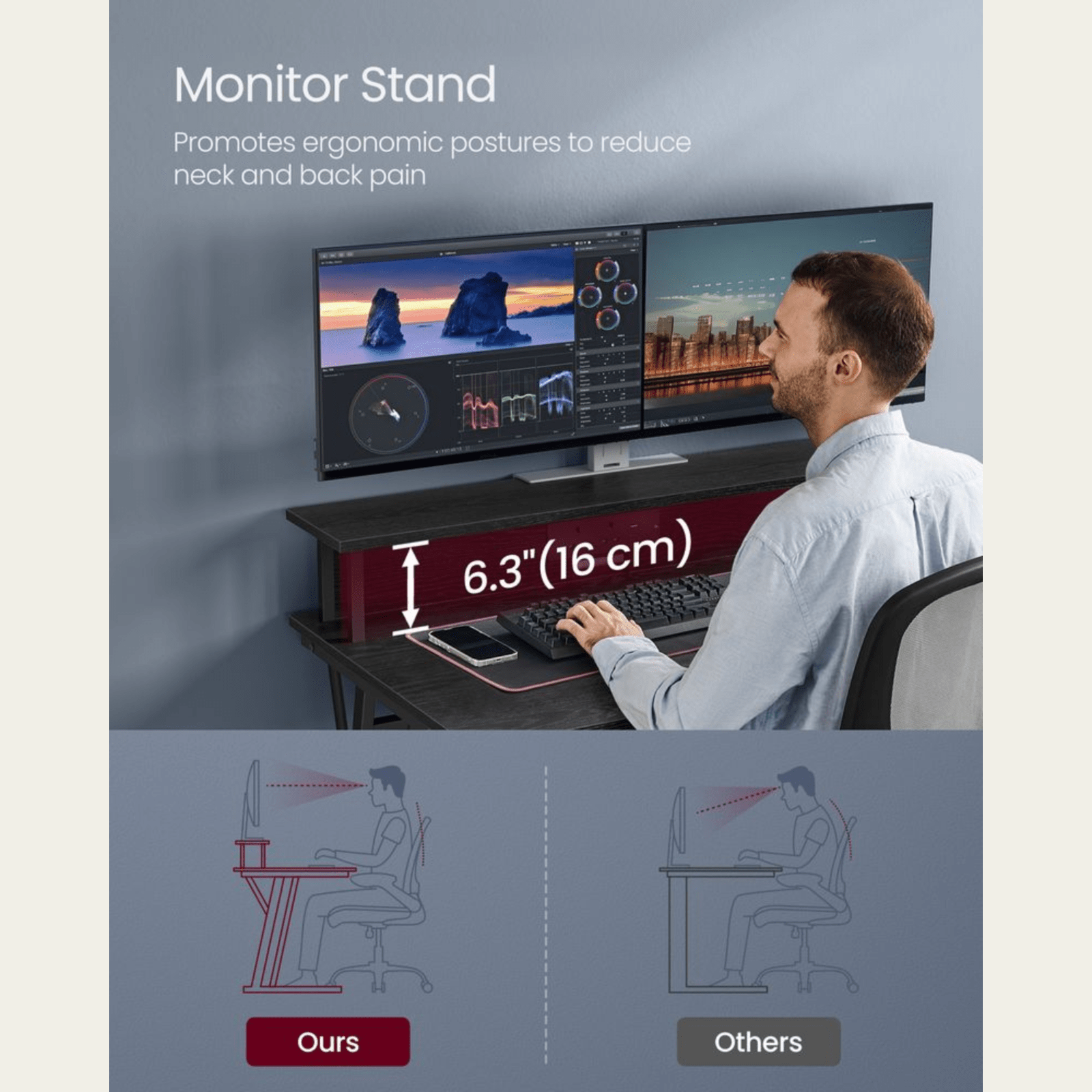 Black LED Ergonomic Gaming Desk Monitor Stand Plug Sockets USB Computer Table - Home and Garden Furniture Shop - rustic - furniture