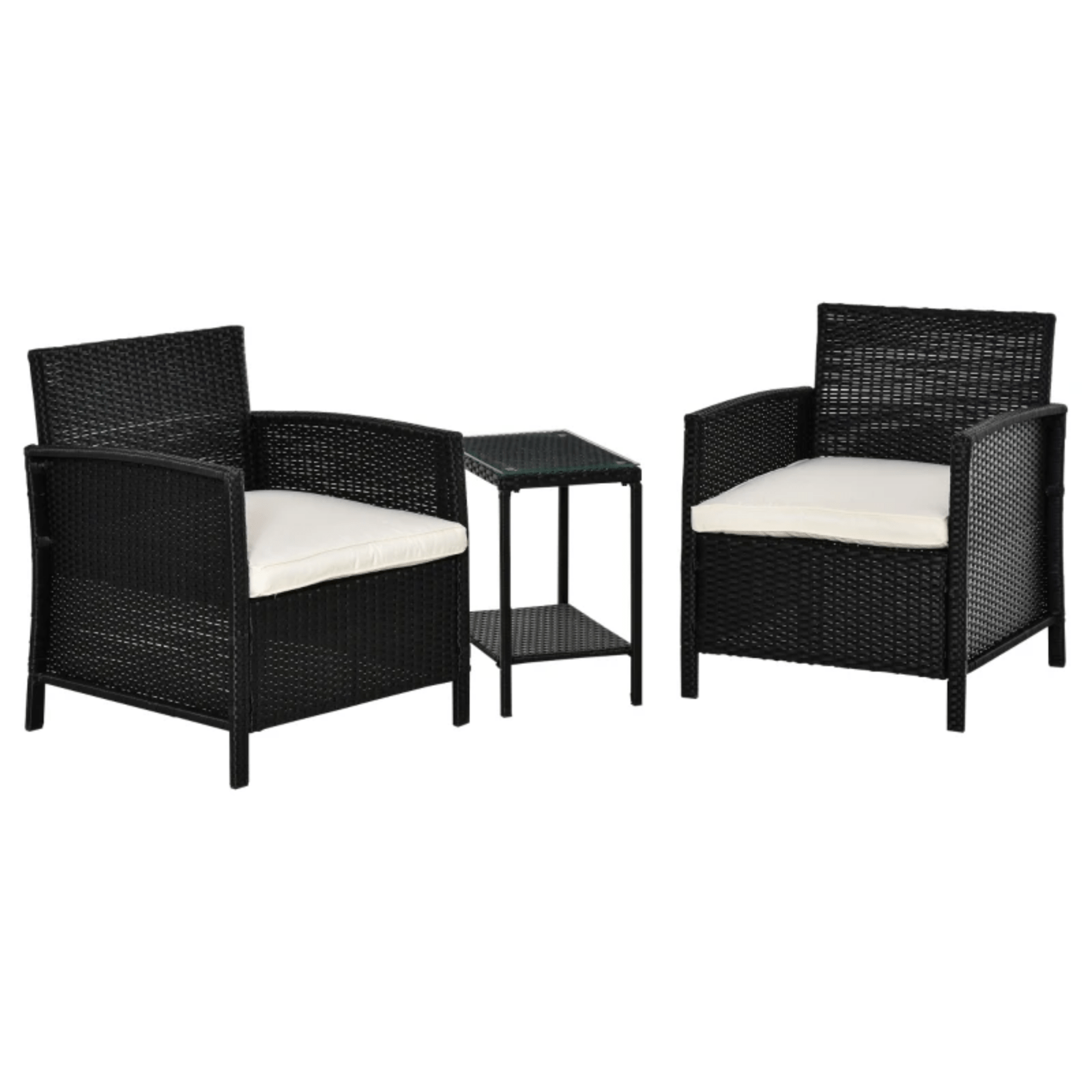 Black Outdoor Rattan Sofa Set Garden Patio Armchairs Coffee Side Table Cushion - Home and Garden Furniture Shop - #rustic - furniture#