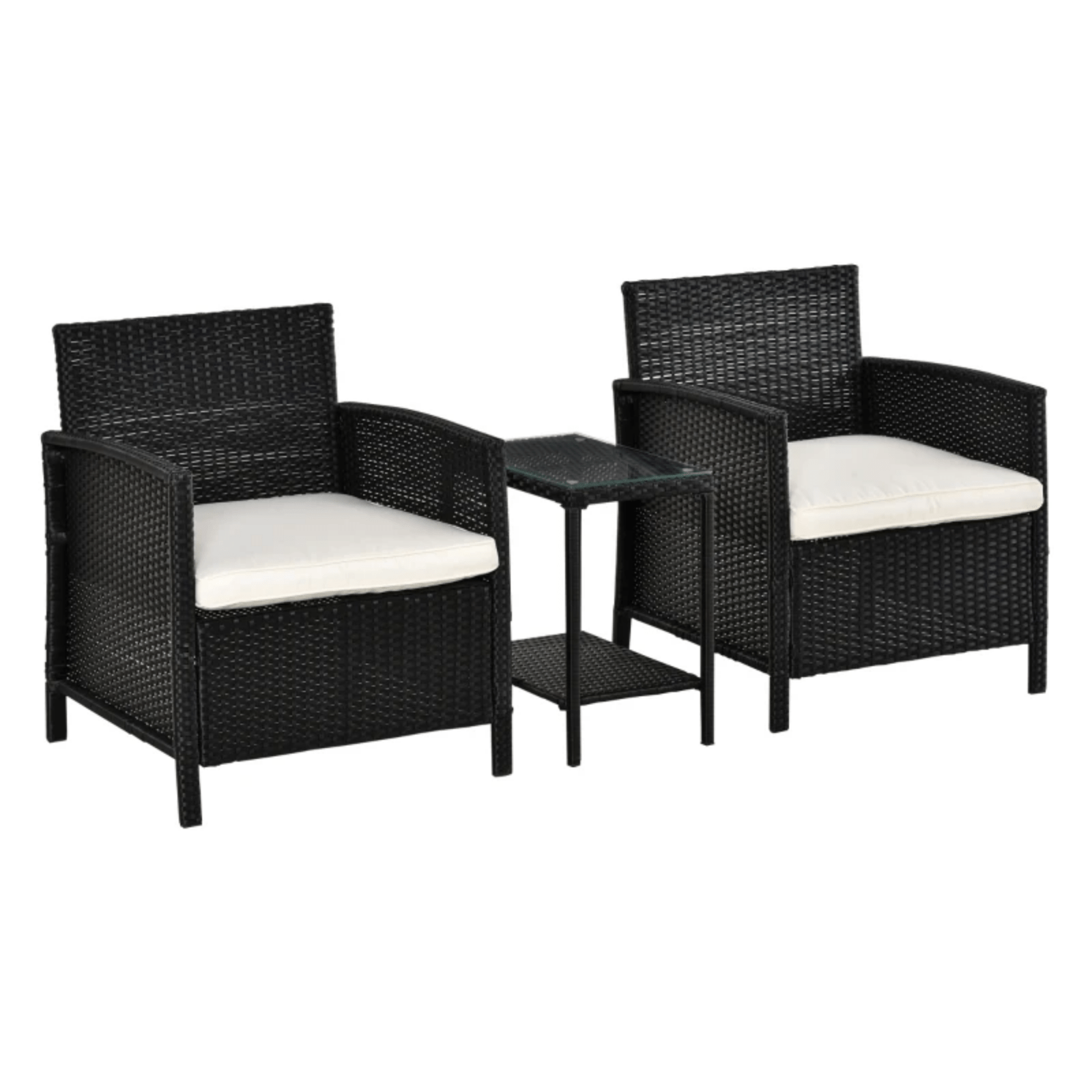 Black Outdoor Rattan Sofa Set Garden Patio Armchairs Coffee Side Table Cushion - Home and Garden Furniture Shop - #rustic - furniture#