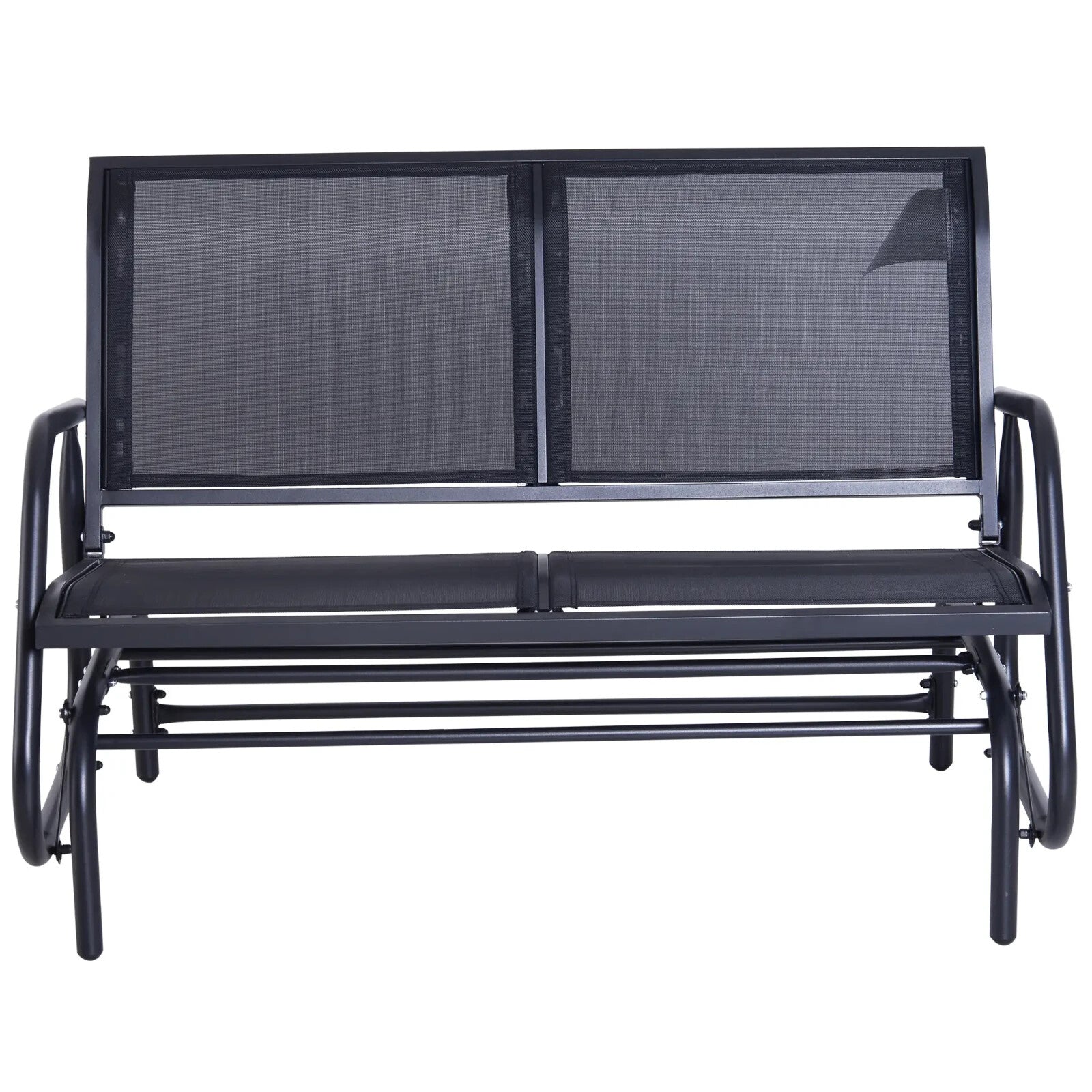 Black Patio Glider Bench Gliding Chair Loveseat 2 Person Garden Furniture Seat - Home and Garden Furniture Shop - rustic - furniture