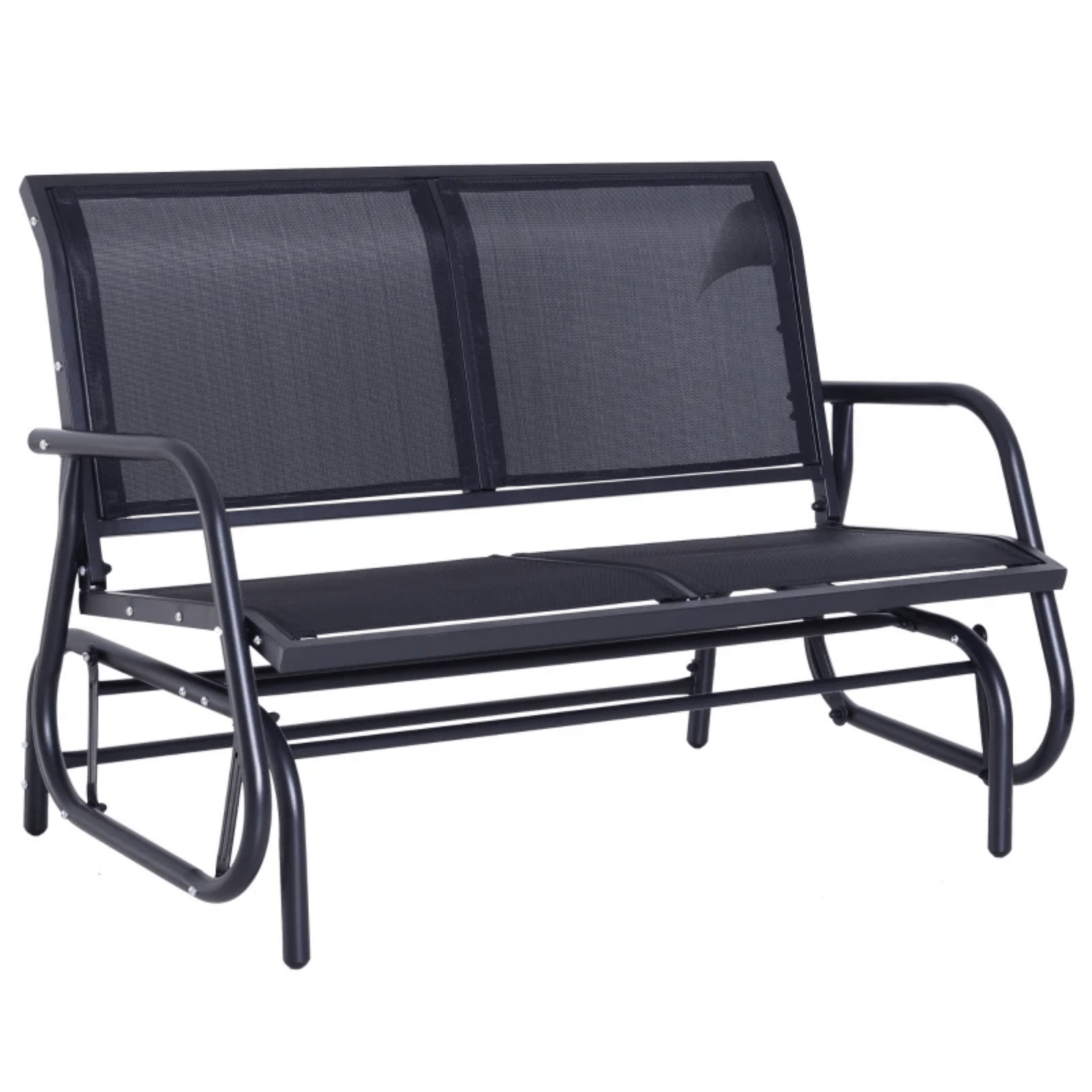 Black Patio Glider Bench Gliding Chair Loveseat 2 Person Garden Furniture Seat - Home and Garden Furniture Shop - #rustic - furniture#