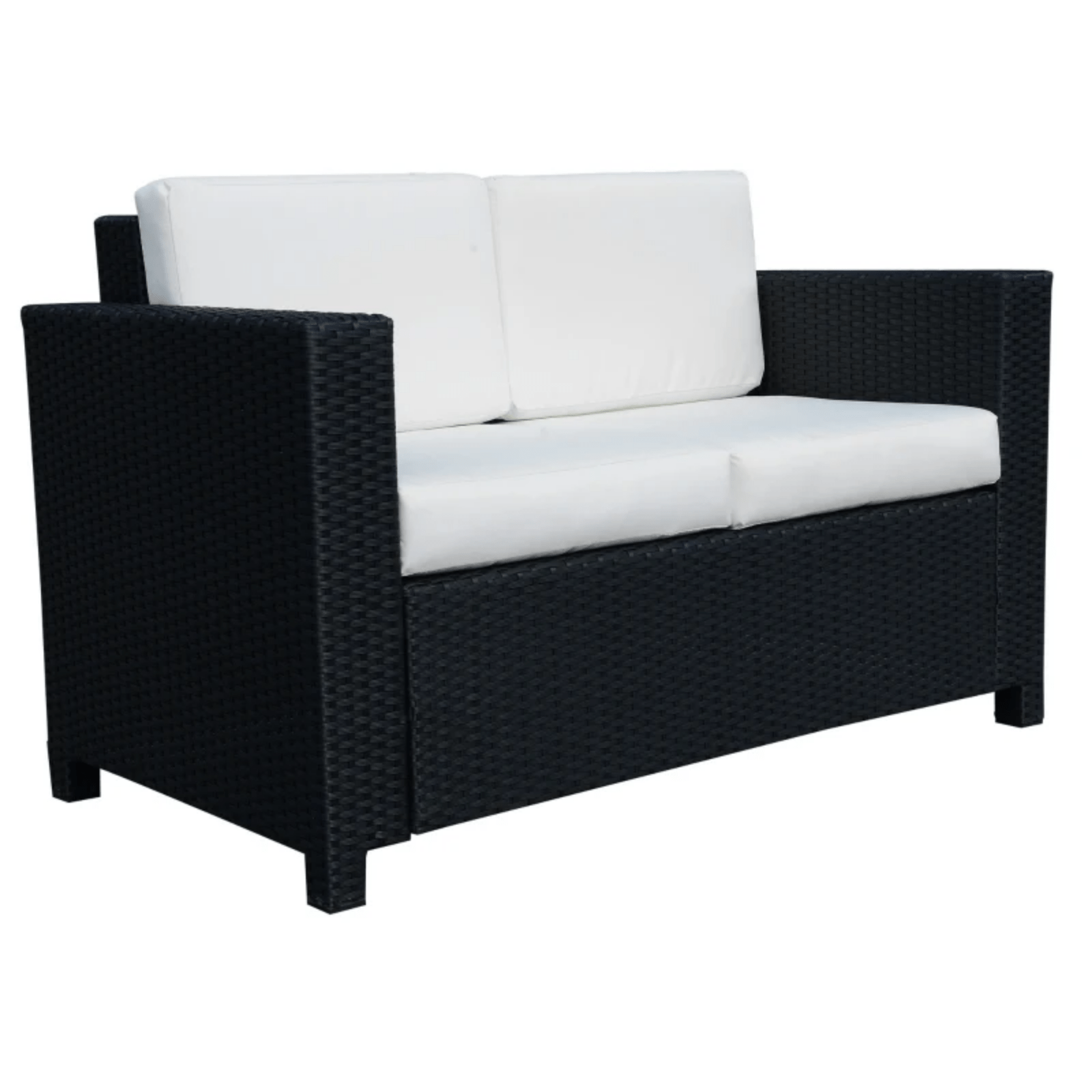 Black Rattan Wicker 2 Seater Sofa Loveseat Padded Garden Furniture Grey Patio - Home and Garden Furniture Shop - #rustic - furniture#