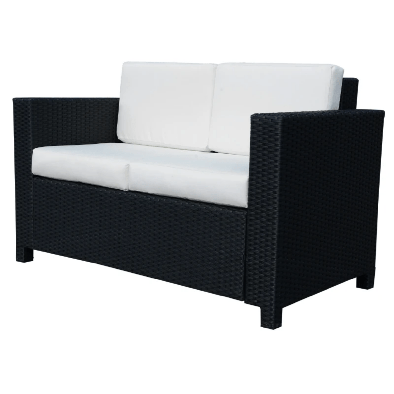 Black Rattan Wicker 2 Seater Sofa Loveseat Padded Garden Furniture Grey Patio - Home and Garden Furniture Shop - #rustic - furniture#