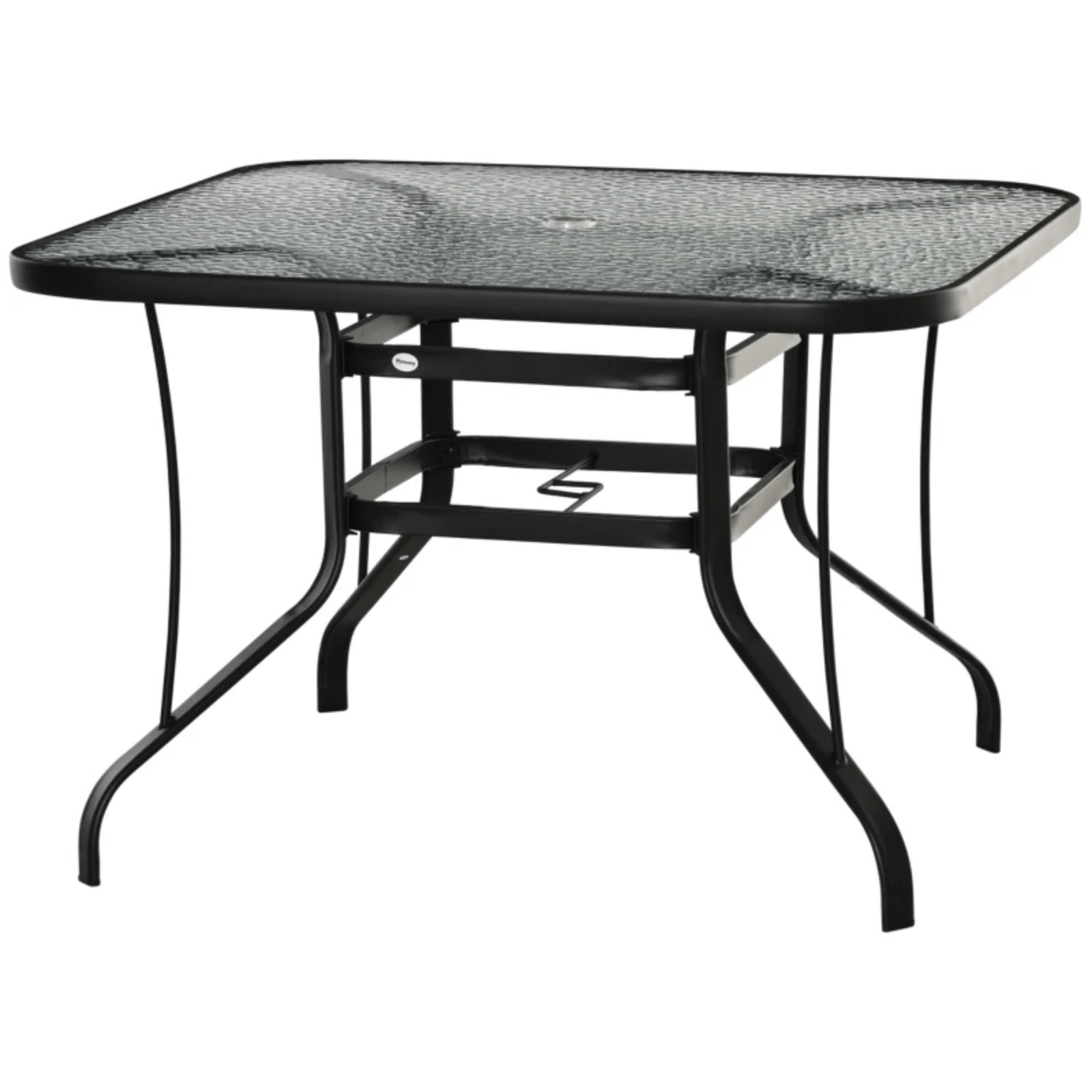 Black Square Outdoor Patio Dining Table Parasol Hole Tempered Glass Top Table - Home and Garden Furniture Shop - #rustic - furniture#