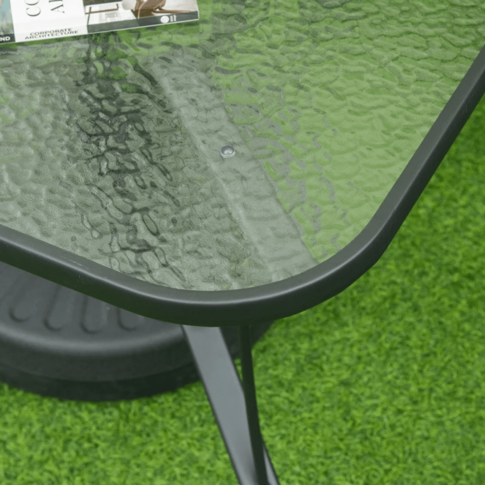 Black Square Outdoor Patio Dining Table Parasol Hole Tempered Glass Top Table - Home and Garden Furniture Shop - #rustic - furniture#