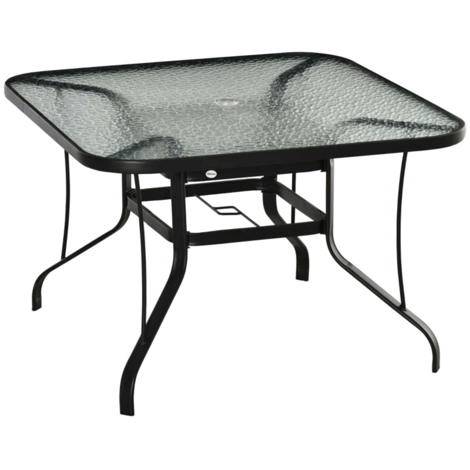 Black Square Outdoor Patio Dining Table Parasol Hole Tempered Glass Top Table - Home and Garden Furniture Shop - #rustic - furniture#