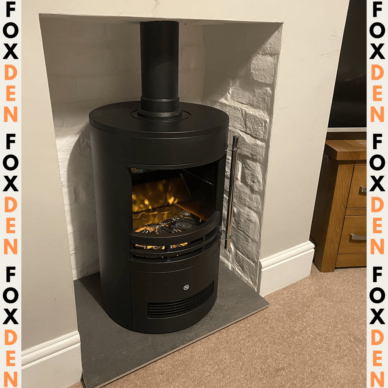 Black Vintage Fireplace Electric Freestanding Stove Fan Heater Log Burner Effect - Home and Garden Furniture Shop - rustic - furniture