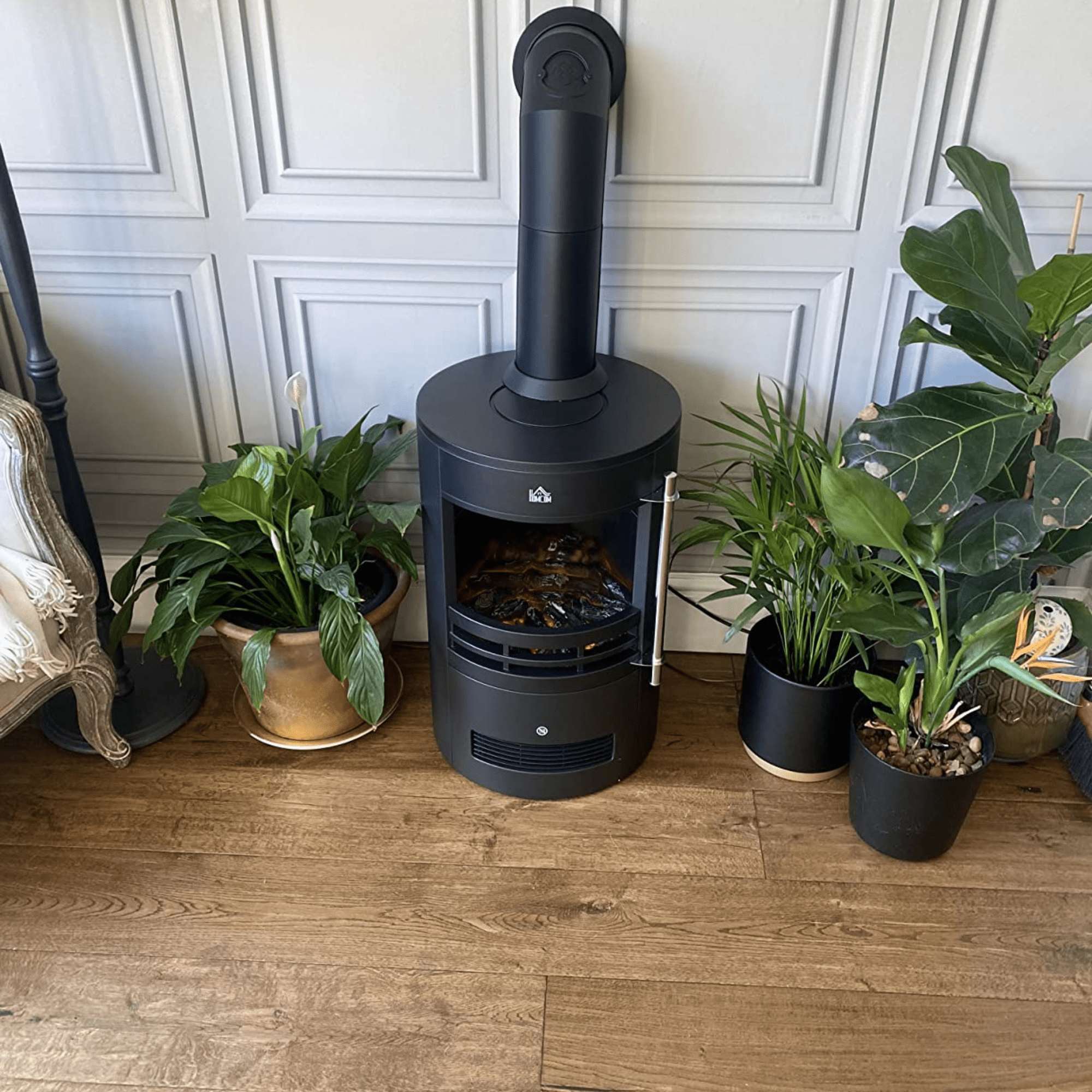 Black Vintage Fireplace Electric Freestanding Stove Fan Heater Log Burner Effect - Home and Garden Furniture Shop - #rustic - furniture#