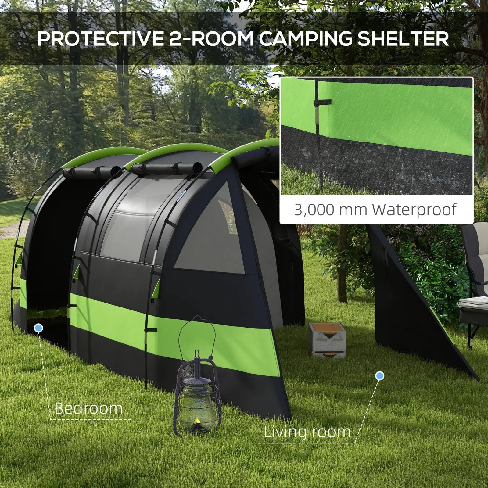Blackout Camping Tent for 4 to 5 Person w/ Bedroom Living Room 3000mm Waterproof - Home and Garden Furniture Shop - rustic - furniture