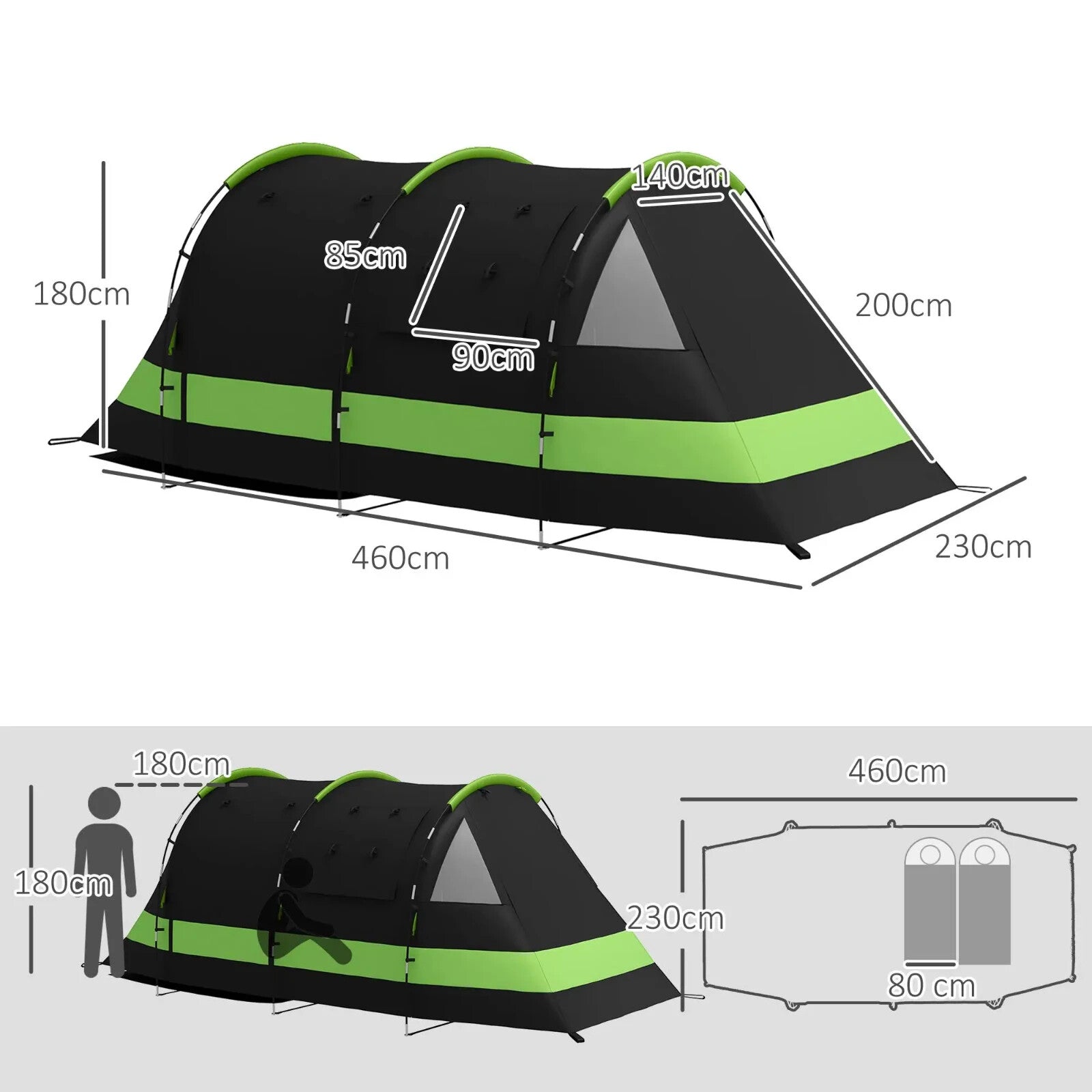 Blackout Camping Tent for 4 to 5 Person w/ Bedroom Living Room 3000mm Waterproof - Home and Garden Furniture Shop - rustic - furniture