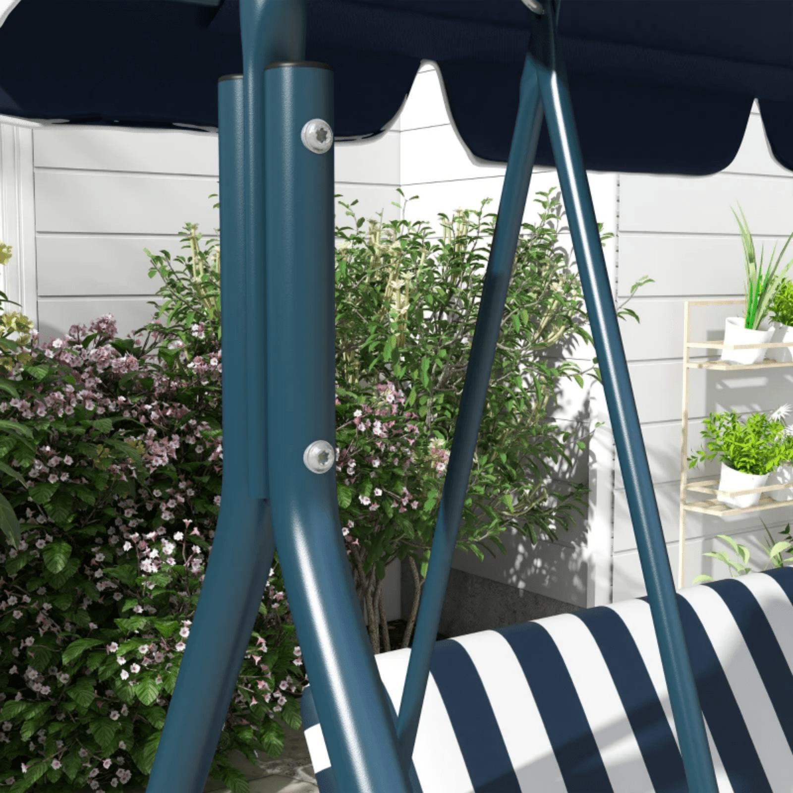 Blue 3 Seater Garden Swing Chair Canopy Outdoor Patio Padded Seat Metal Frame - Home and Garden Furniture Shop - #rustic - furniture#