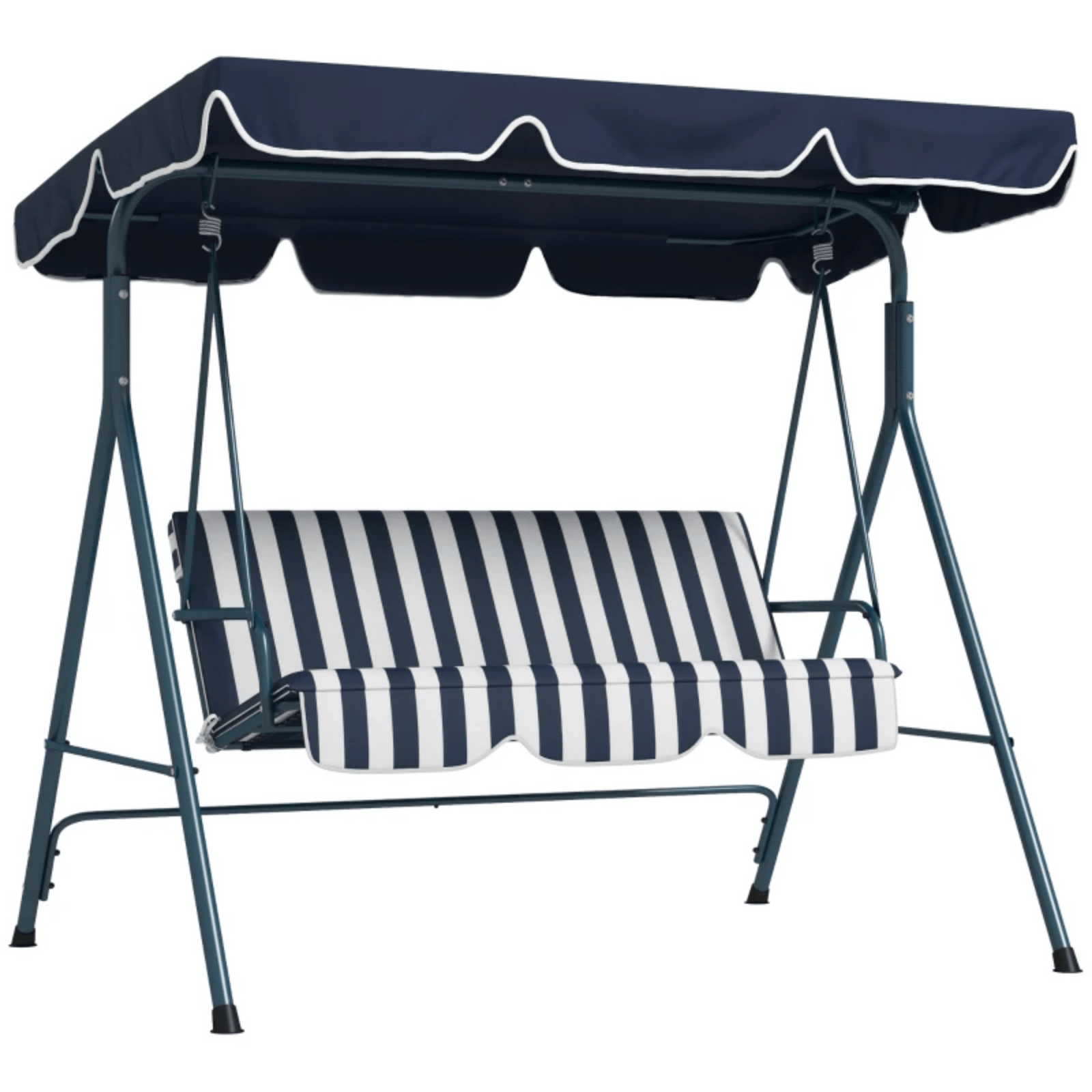 Blue 3 Seater Garden Swing Chair Canopy Outdoor Patio Padded Seat Metal Frame - Home and Garden Furniture Shop - #rustic - furniture#