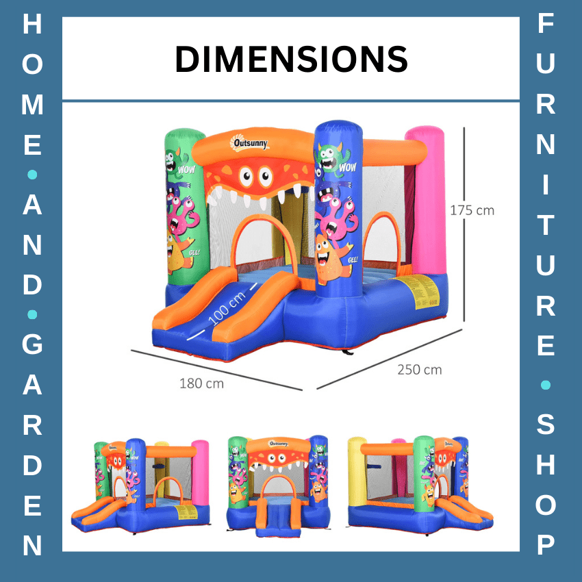 Bouncy Castle Inflatable Basket Trampoline Slide Monster Design 180x250x175 cm - Home and Garden Furniture Shop - rustic - furniture