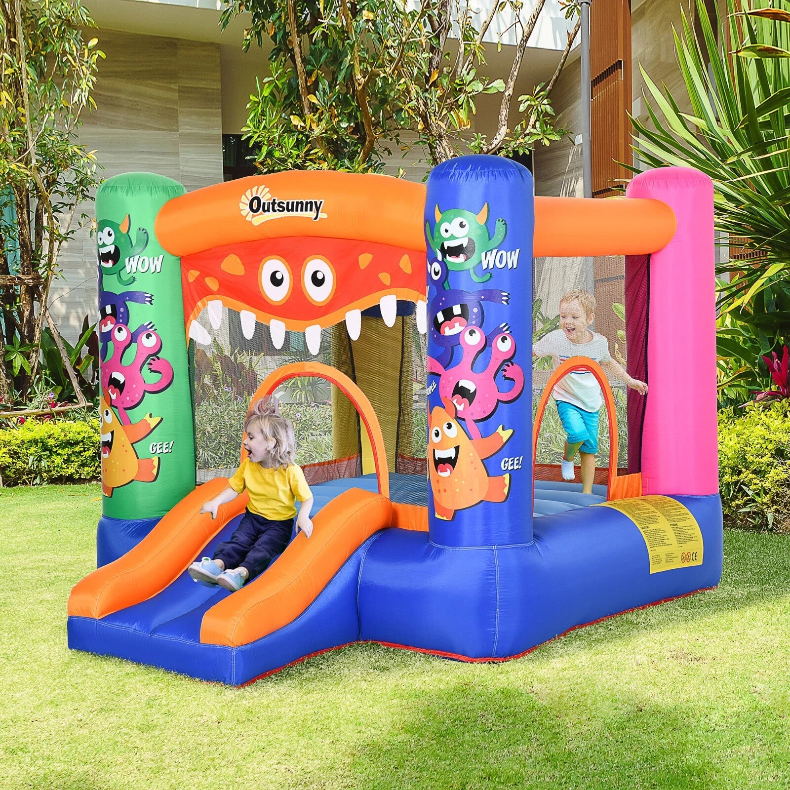 Bouncy Castle Inflatable Basket Trampoline Slide Monster Design 180x250x175 cm - Home and Garden Furniture Shop - rustic - furniture
