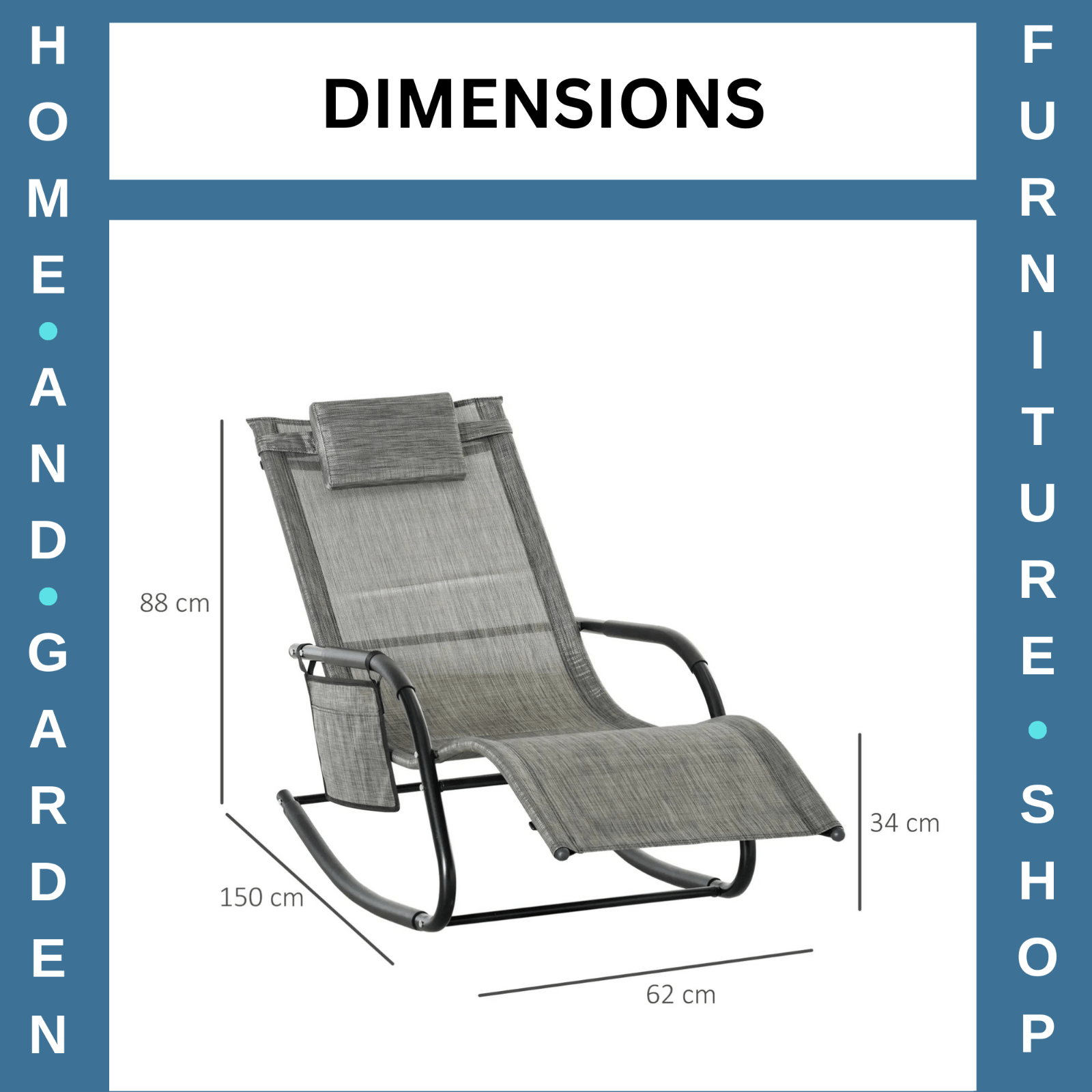 Breathable Mesh Rocking Chair Outdoor Recliner with Headrest for Garden Grey - Home and Garden Furniture Shop - rustic - furniture