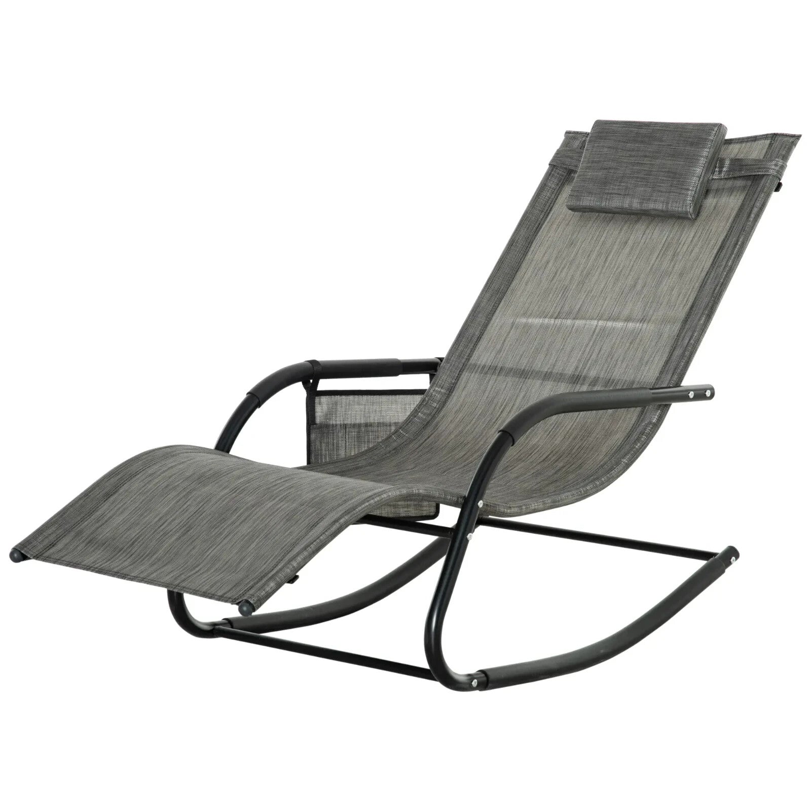 Breathable Mesh Rocking Chair Outdoor Recliner with Headrest for Garden Grey - Home and Garden Furniture Shop - rustic - furniture