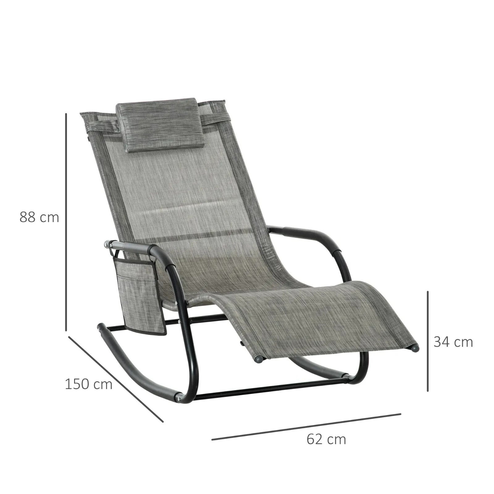 Breathable Mesh Rocking Chair Outdoor Recliner with Headrest for Garden Grey - Home and Garden Furniture Shop - rustic - furniture