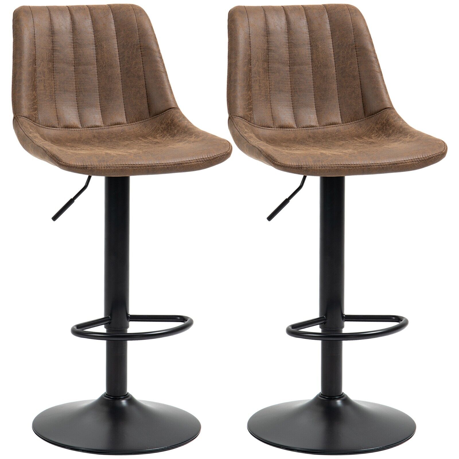 Brown Bar Stools Set Of 2 360 Swivel Seat Retro Tub Counter Metal Frame Footrest - Home and Garden Furniture Shop - #rustic - furniture#