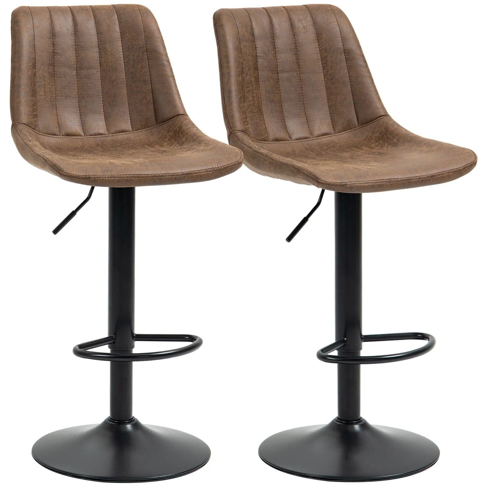 Brown Bar Stools Set Of 2 360 Swivel Seat Retro Tub Counter Metal Frame Footrest - Home and Garden Furniture Shop - #rustic - furniture#