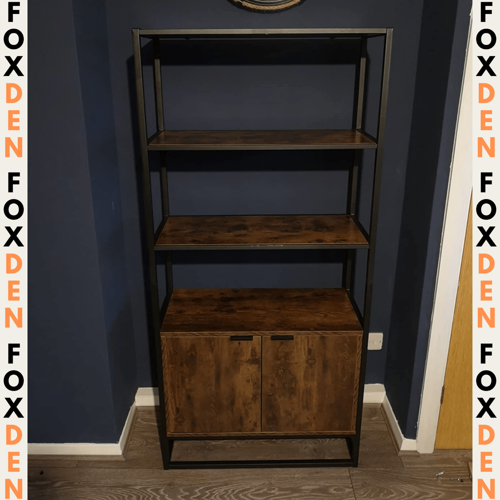 Brown Large Industrial Bookcase Storage Cabinet Metal Tall Shelving Display Unit - Home and Garden Furniture Shop - rustic - furniture