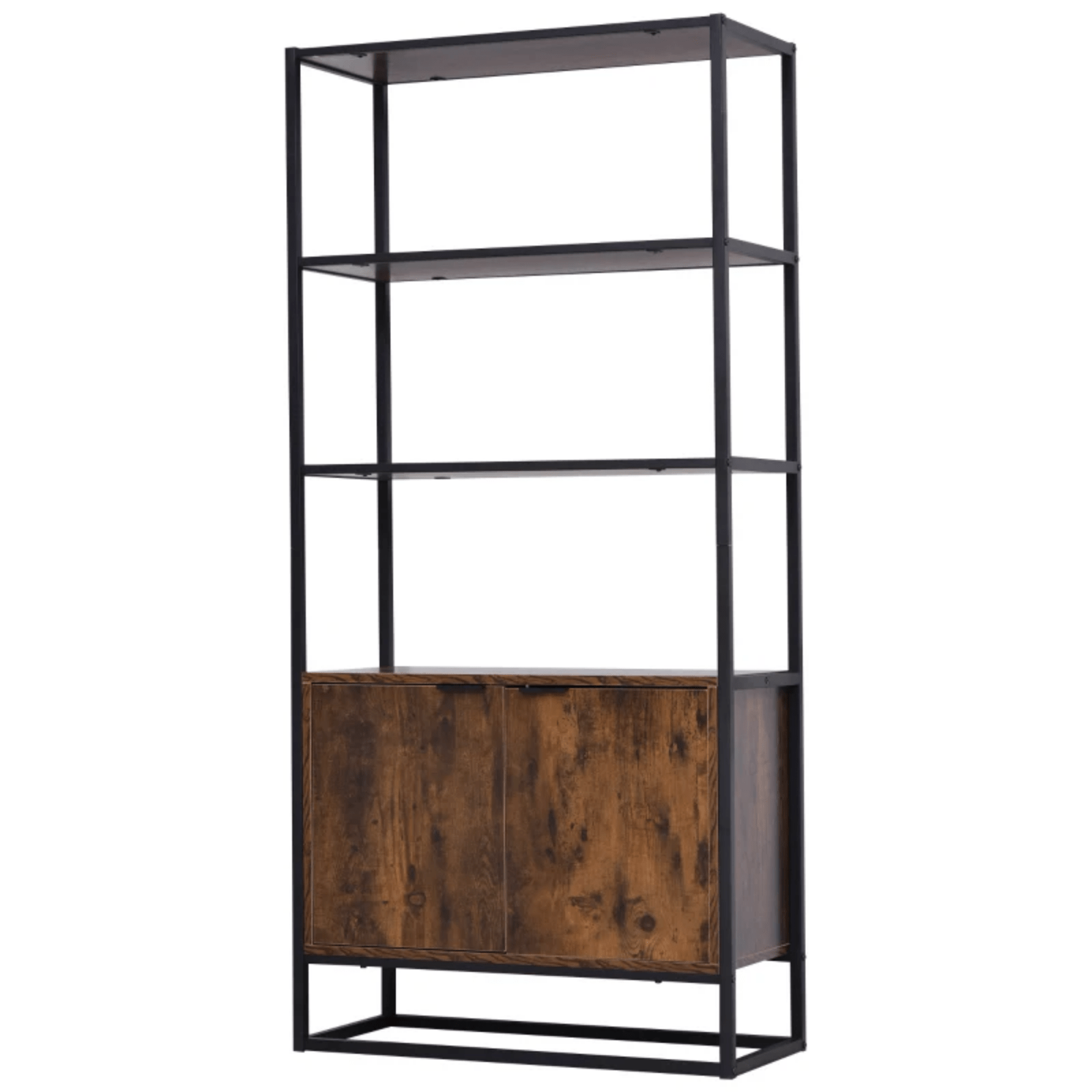Brown Large Industrial Bookcase Storage Cabinet Metal Tall Shelving Display Unit - Home and Garden Furniture Shop - rustic - furniture