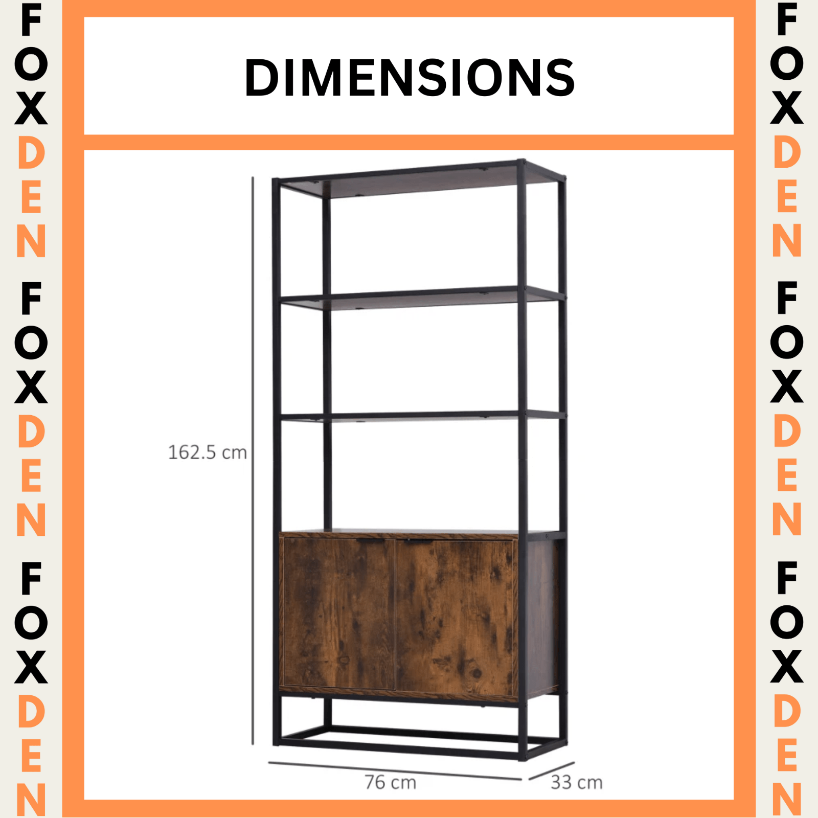 Brown Large Industrial Bookcase Storage Cabinet Metal Tall Shelving Display Unit - Home and Garden Furniture Shop - rustic - furniture