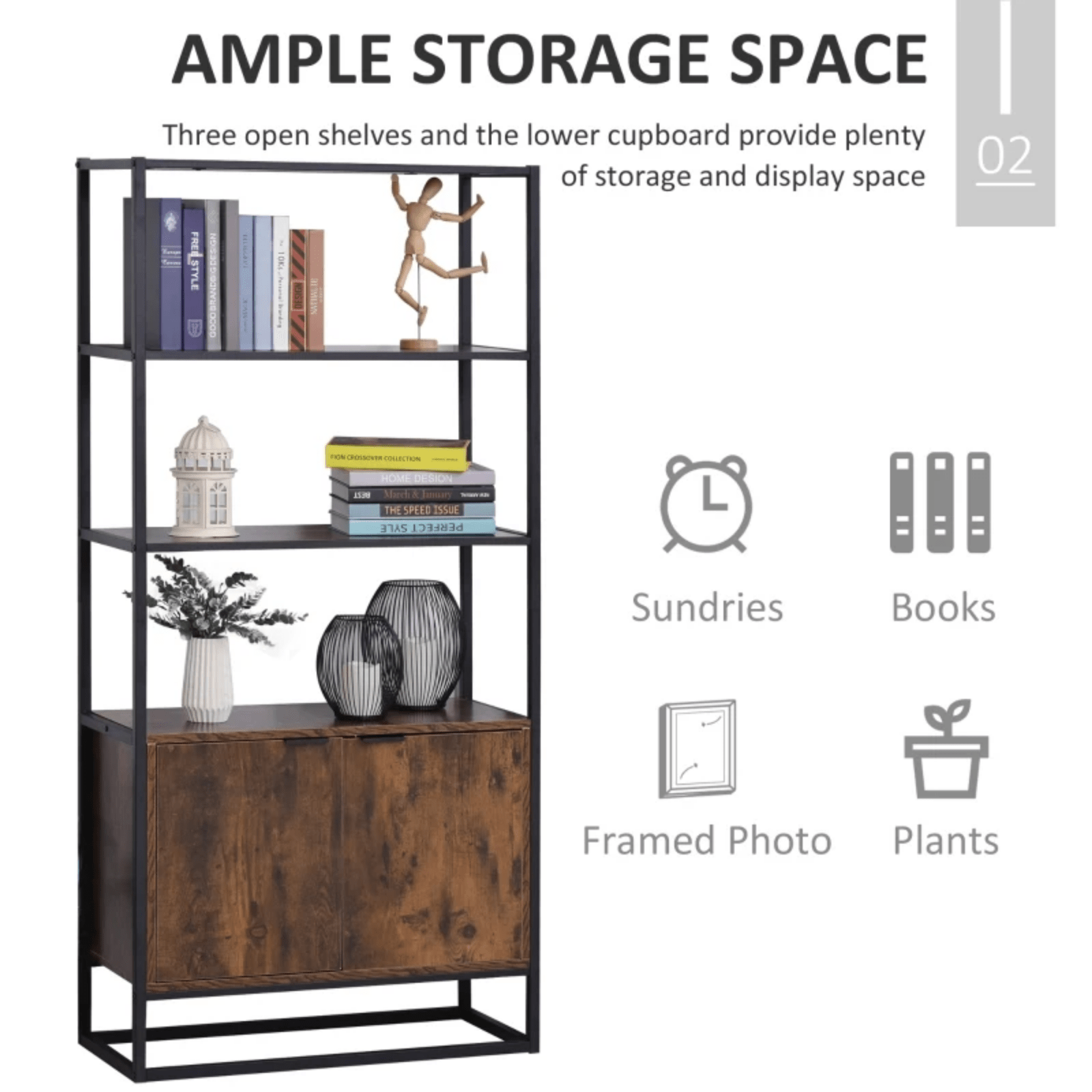 Brown Large Industrial Bookcase Storage Cabinet Metal Tall Shelving Display Unit - Home and Garden Furniture Shop - rustic - furniture
