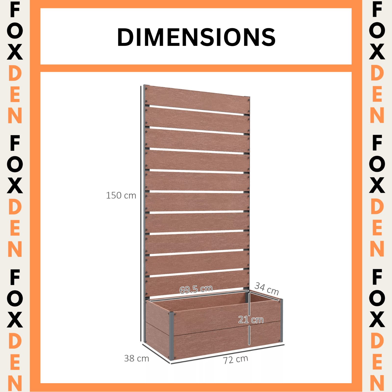 Brown Raised Garden Bed with Trellis Drainage Hole Planter Box Climbing Frame - Home and Garden Furniture Shop - #rustic - furniture#