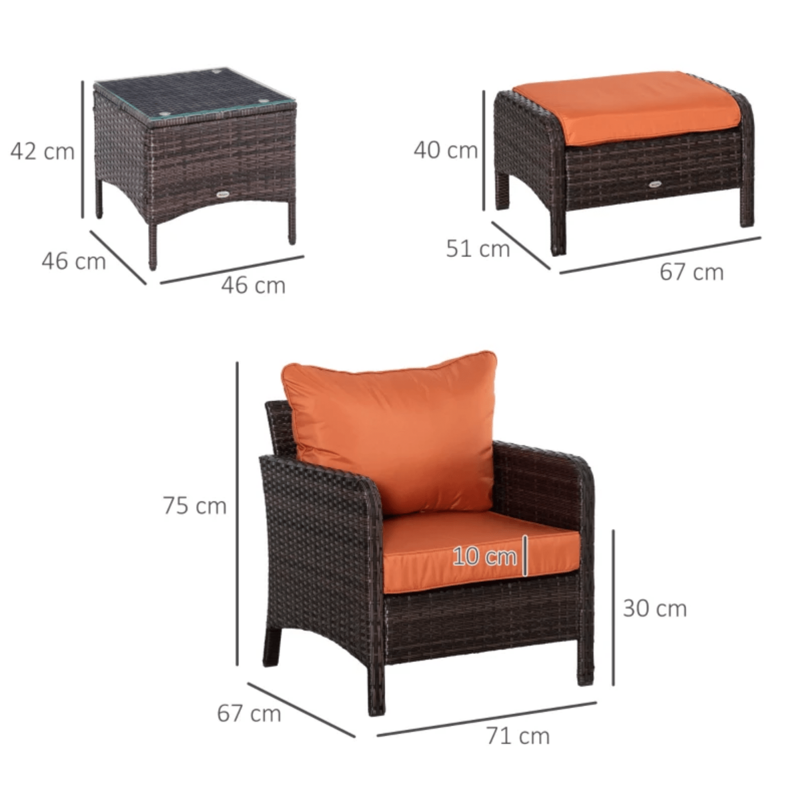 Brown Rattan Outdoor Patio Furniture Set Wicker 2 Armchairs Footstools Table Set - Home and Garden Furniture Shop - #rustic - furniture#