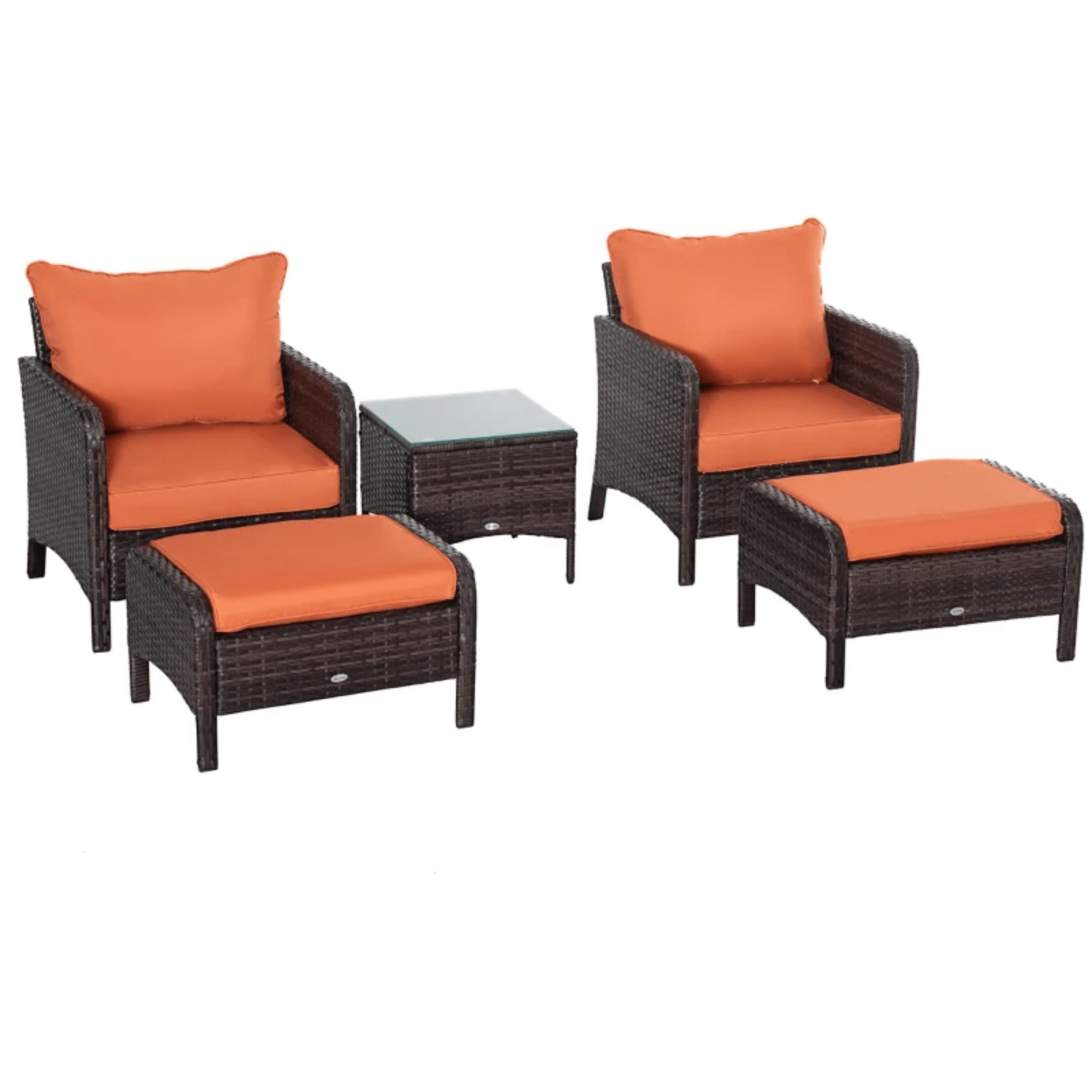 Brown Rattan Outdoor Patio Furniture Set Wicker 2 Armchairs Footstools Table Set - Home and Garden Furniture Shop - #rustic - furniture#