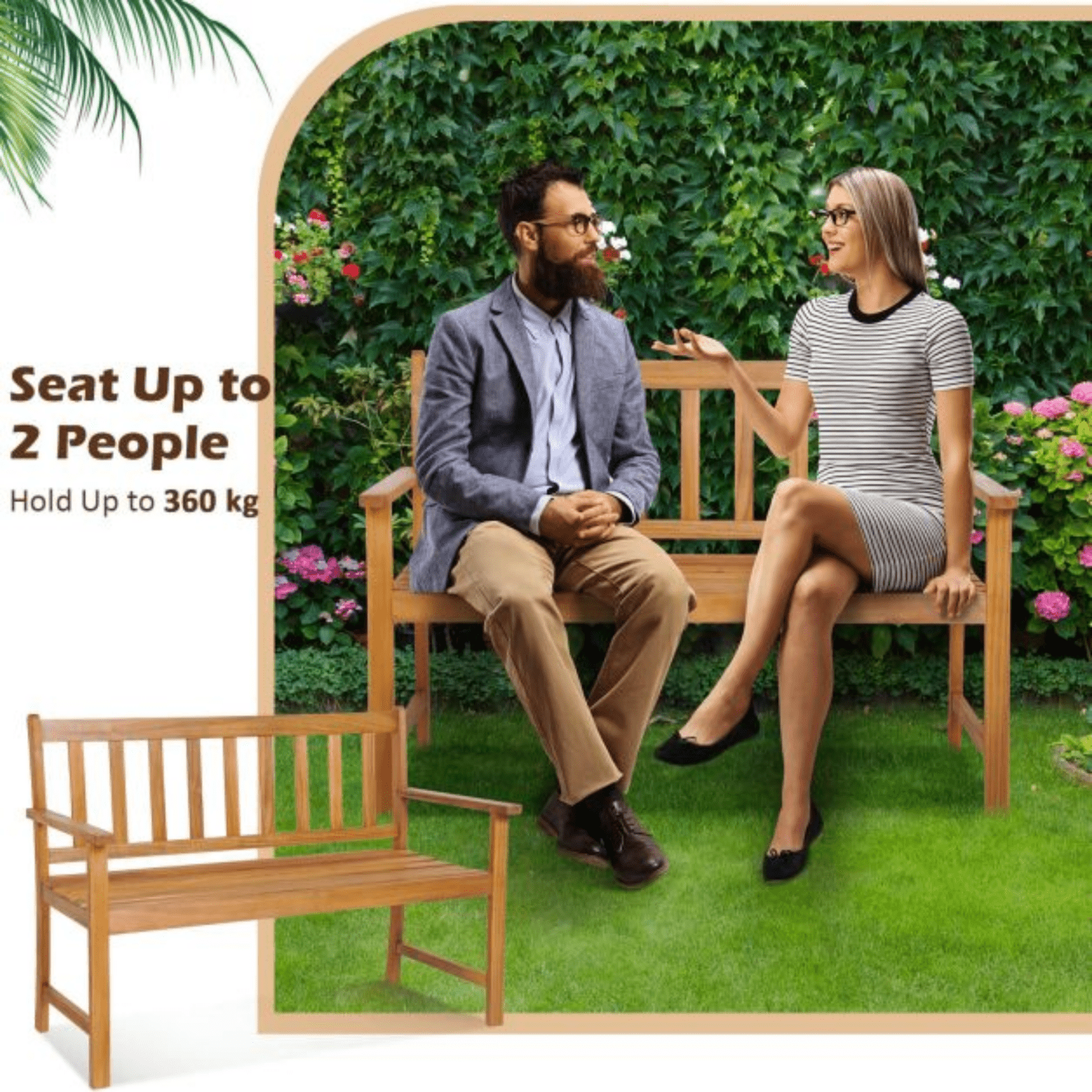 Brown Wooden Garden Bench Traditional 2 Seater Outdoor Patio Furniture Seating - Home and Garden Furniture Shop - rustic - furniture