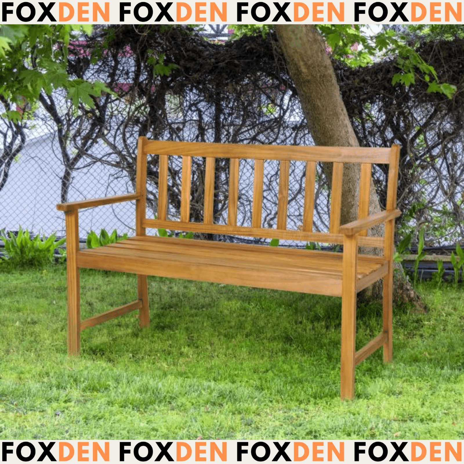Brown Wooden Garden Bench Traditional 2 Seater Outdoor Patio Furniture Seating - Home and Garden Furniture Shop - rustic - furniture