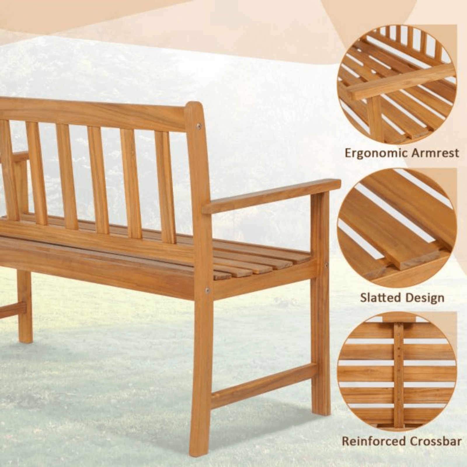 Brown Wooden Garden Bench Traditional 2 Seater Outdoor Patio Furniture Seating - Home and Garden Furniture Shop - rustic - furniture