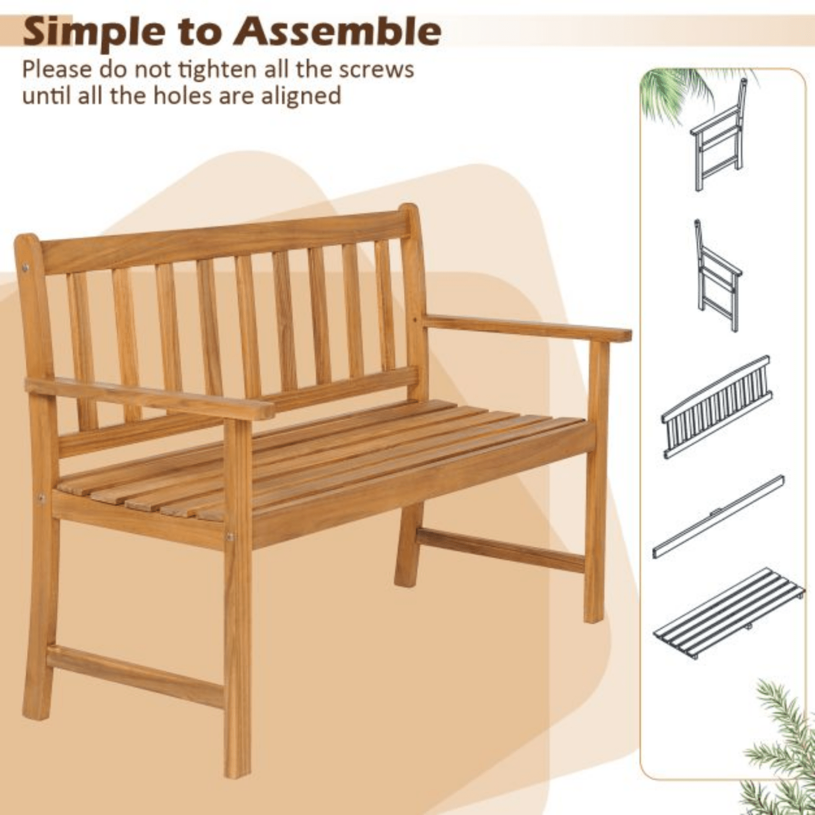 Brown Wooden Garden Bench Traditional 2 Seater Outdoor Patio Furniture Seating - Home and Garden Furniture Shop - rustic - furniture