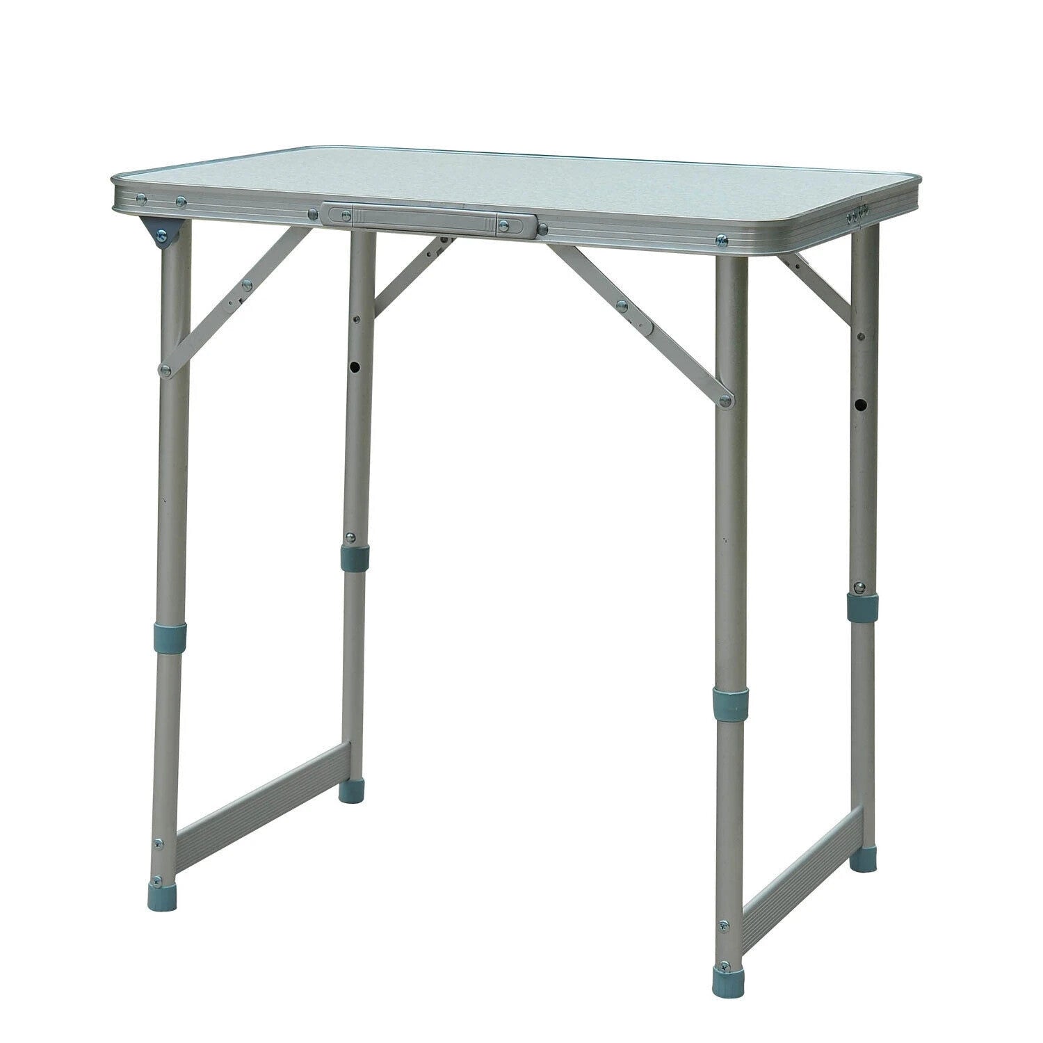 Camping Table Foldable with Builtin Carry Handles & Adjustable Legs Silver - Home and Garden Furniture Shop - rustic - furniture