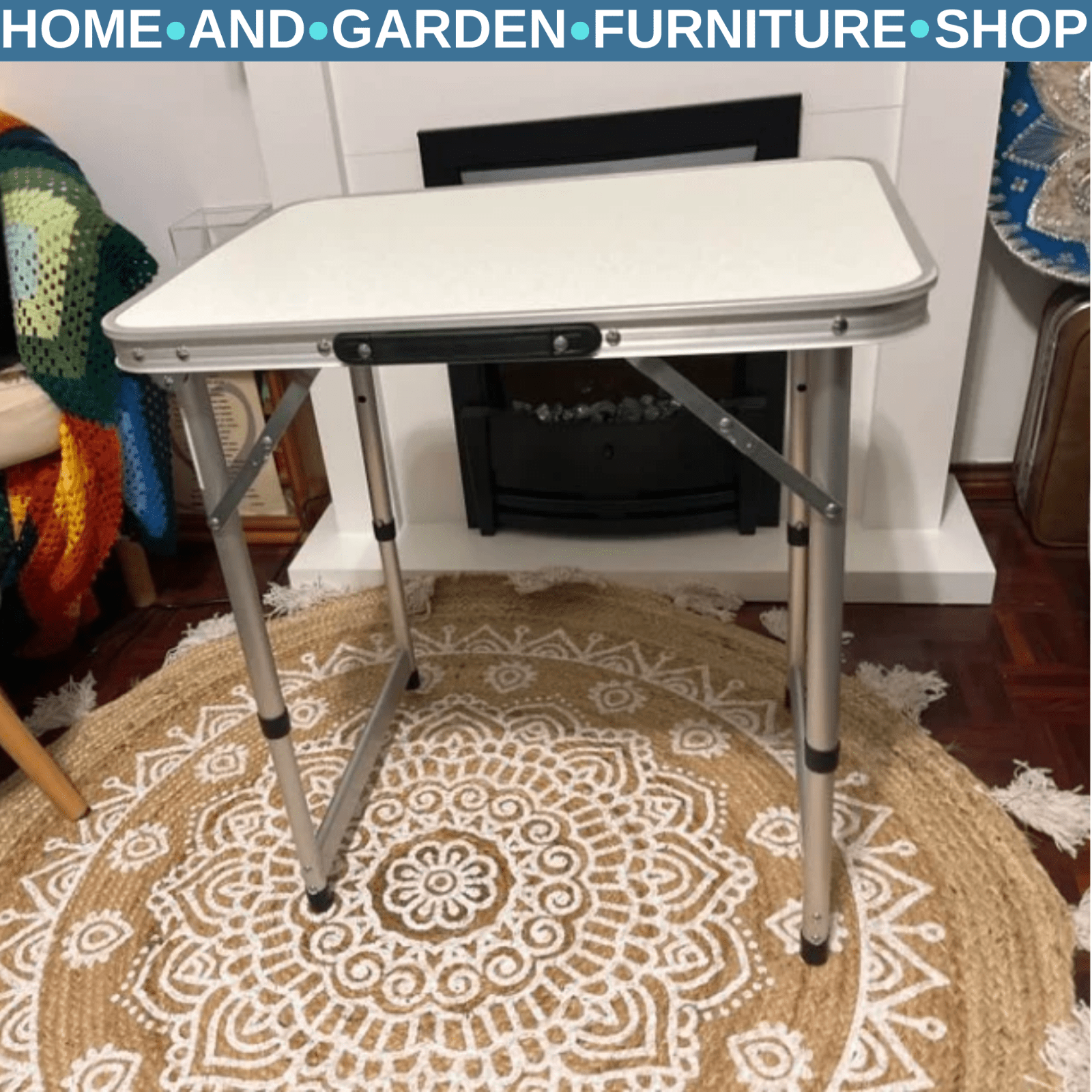 Camping Table Foldable with Builtin Carry Handles & Adjustable Legs Silver - Home and Garden Furniture Shop - rustic - furniture