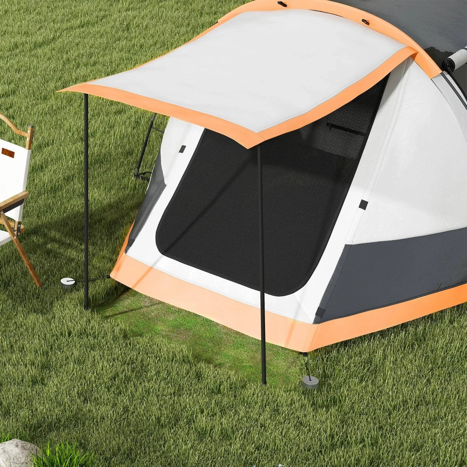 Camping Tent 3 Man Person Tunnel Tent Porch Waterproof Hiking Shelter Carry Bag - Home and Garden Furniture Shop - rustic - furniture