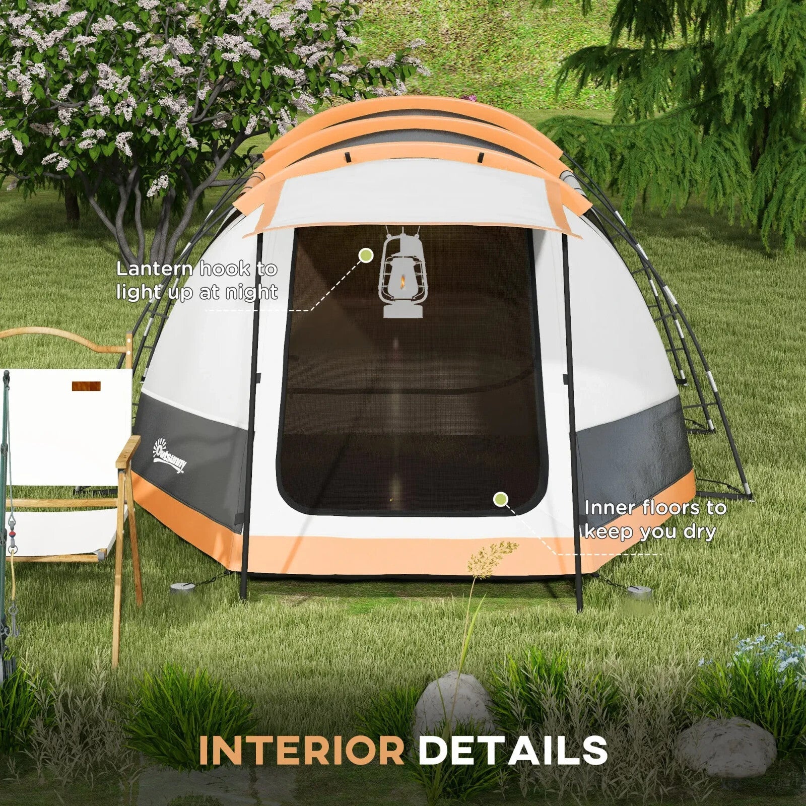 Camping Tent 3 Man Person Tunnel Tent Porch Waterproof Hiking Shelter Carry Bag - Home and Garden Furniture Shop - rustic - furniture
